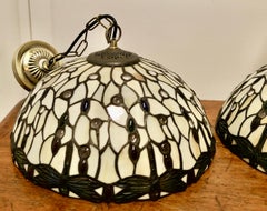 A Pair of Large Vintage Tiffany Style Lights Arts and Crafts Lampshades