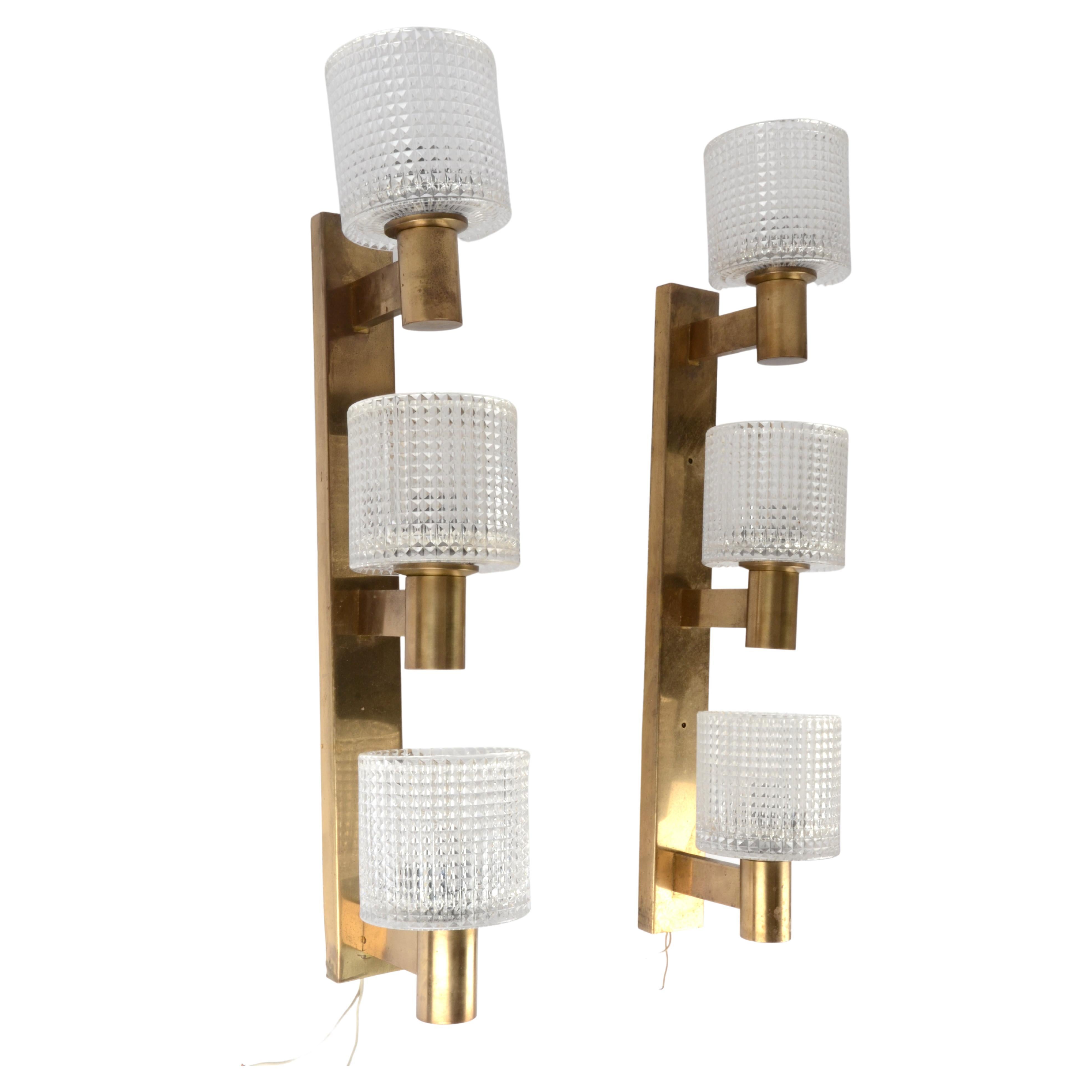 Pair of Large Wall Fixtures, Attr. Carl Fagerlund, Sweden 1950s For Sale