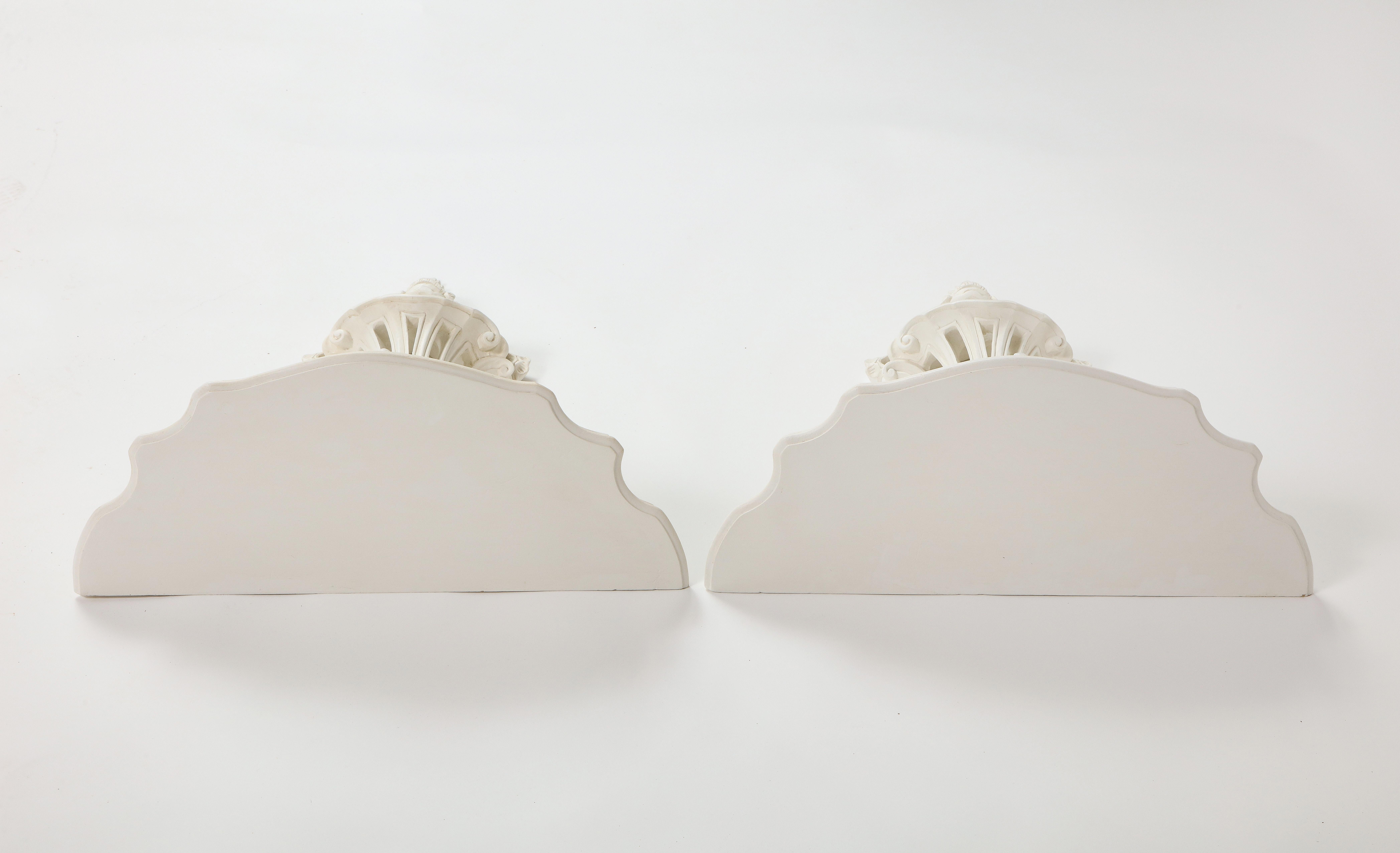 Pair of Large White-Gessoed Louis XV Style Wall Brackets For Sale 1
