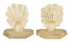 Pair of Large Wood Carved Shell Brackets