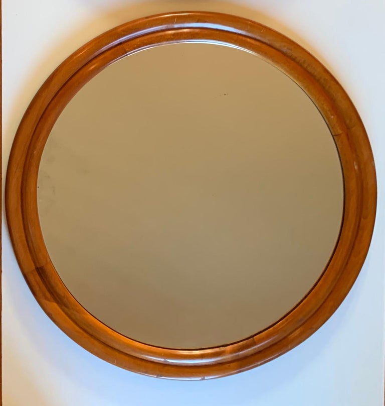 Pair of Large Wood Framed Round Mirrors, Mid20th Century For Sale at