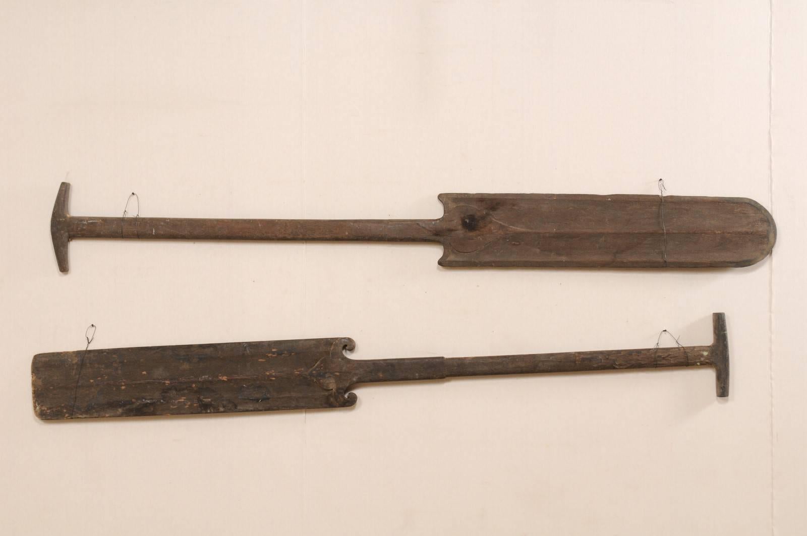 Pair of Large Wooden Boat Steering Paddles from Kerala, South India 2
