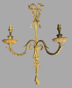A Pair of Largish French Two Light Gilded Wall Lights