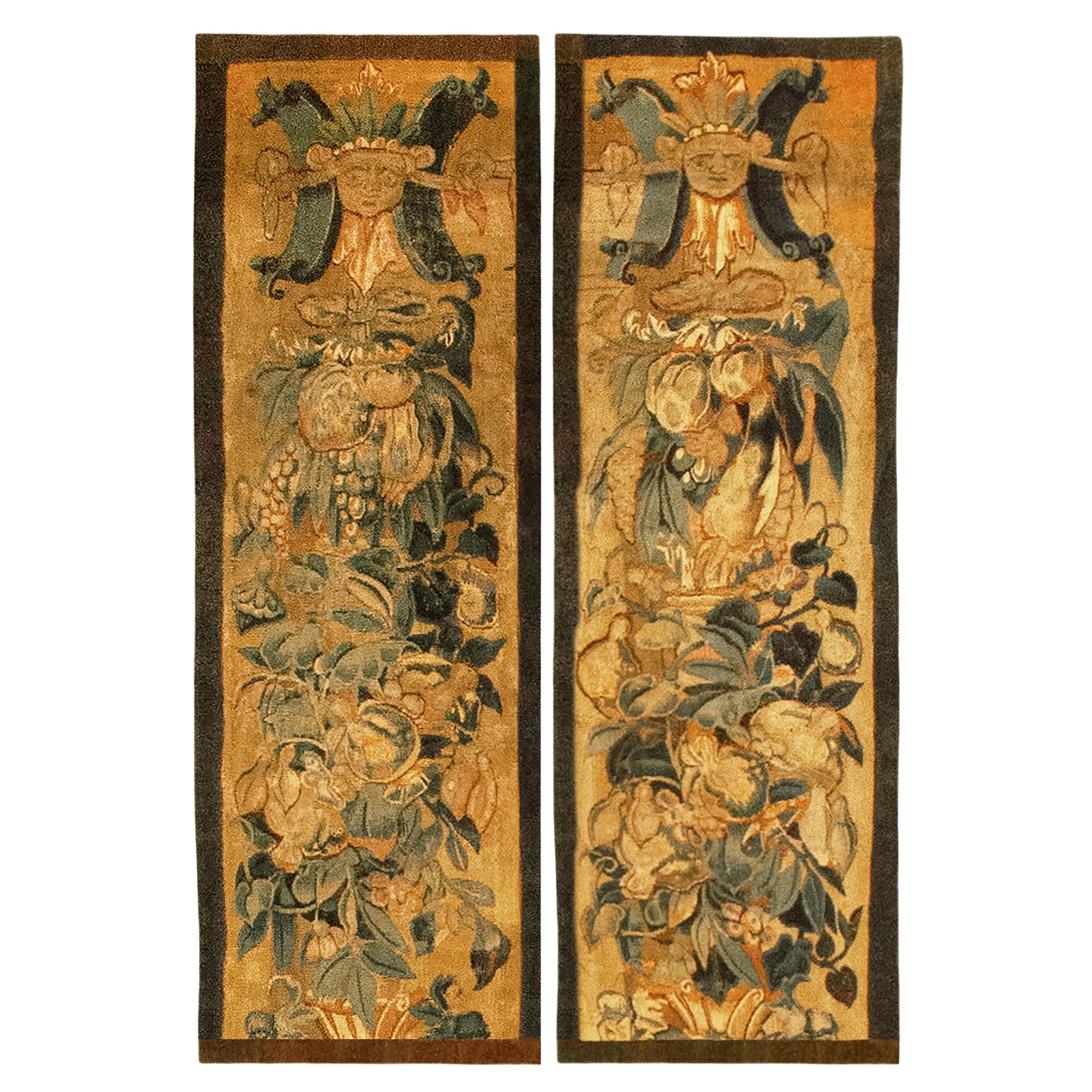 Pair of Late 16th Century Flemish Historical Tapestries, Vertically Oriented