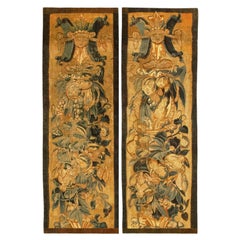 Antique Pair of Late 16th Century Flemish Historical Tapestries, Vertically Oriented