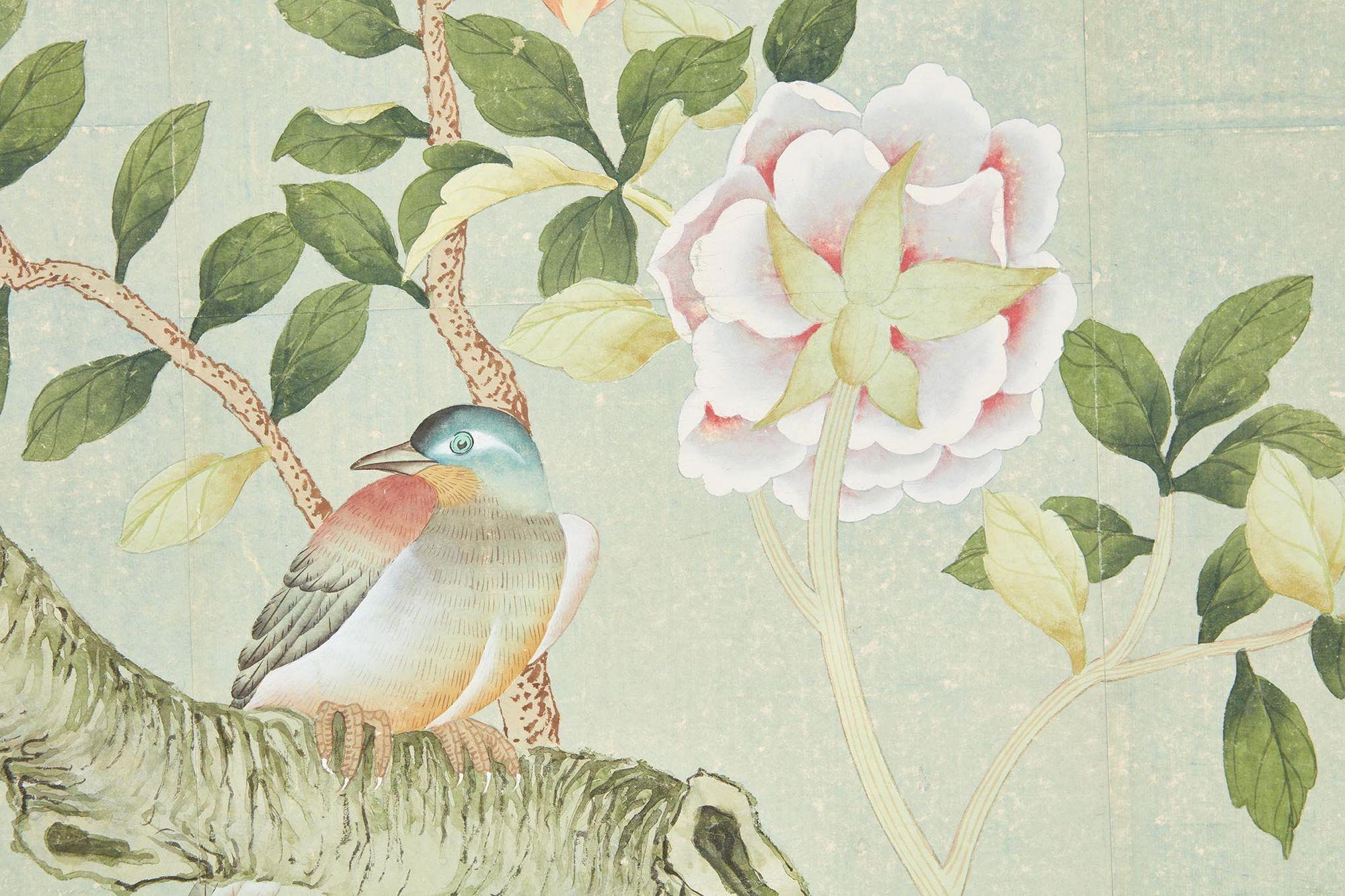 A Pair of Late 18th c. Chinoiserie Framed Wallpaper Panels For Sale 3