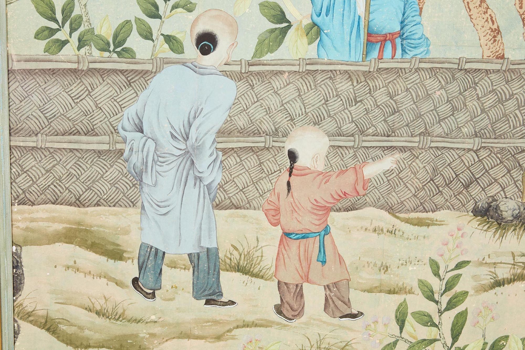 A Pair of Late 18th c. Chinoiserie Framed Wallpaper Panels For Sale 5