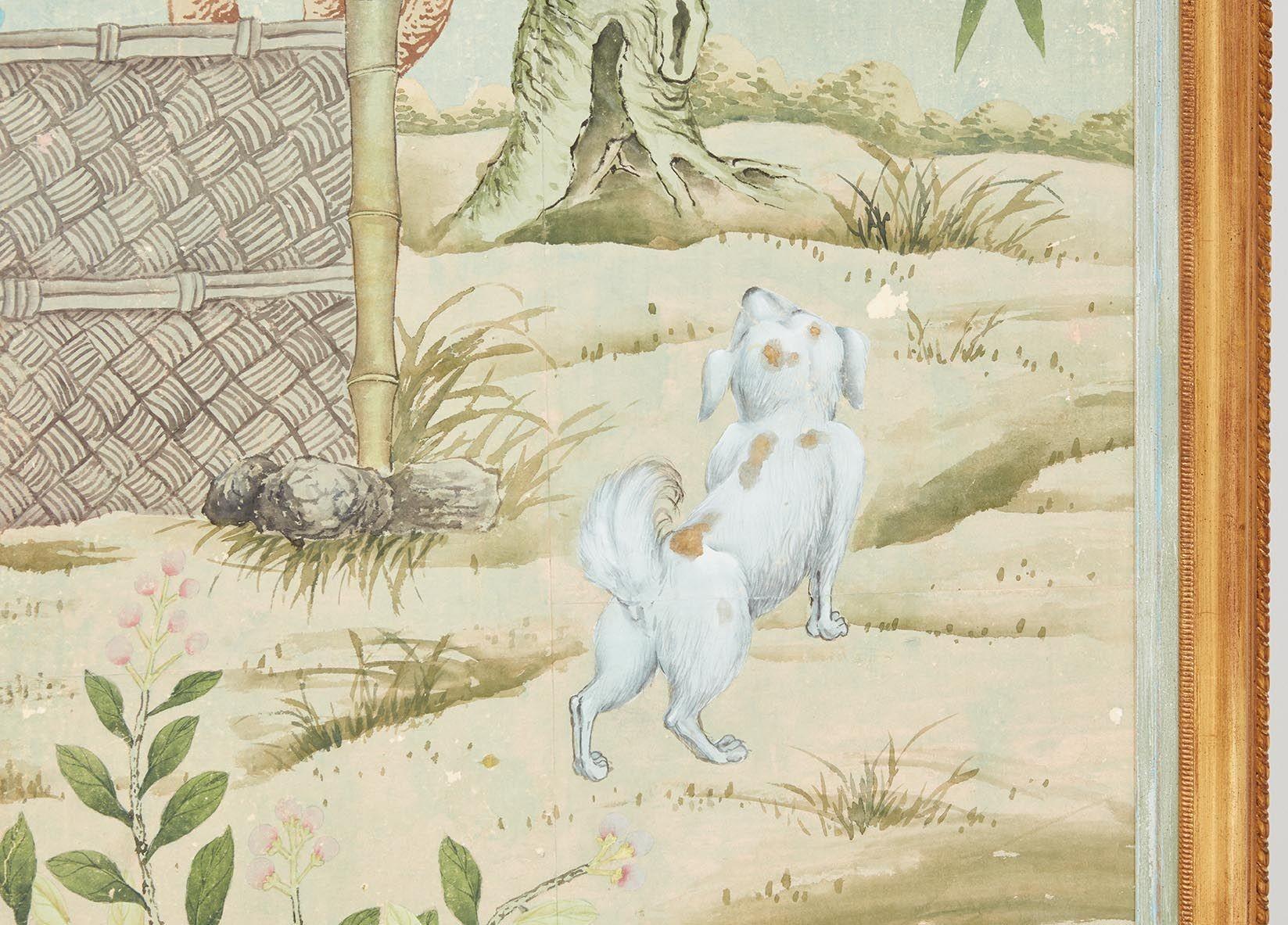 A Pair of Late 18th c. Chinoiserie Framed Wallpaper Panels For Sale 6