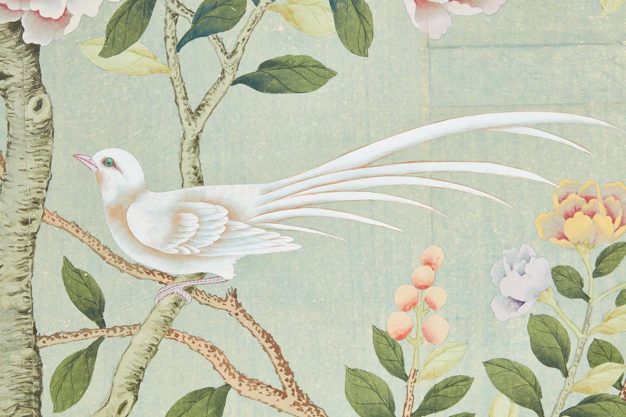 A Pair of Late 18th c. Chinoiserie Framed Wallpaper Panels In Good Condition For Sale In Greenwich, CT