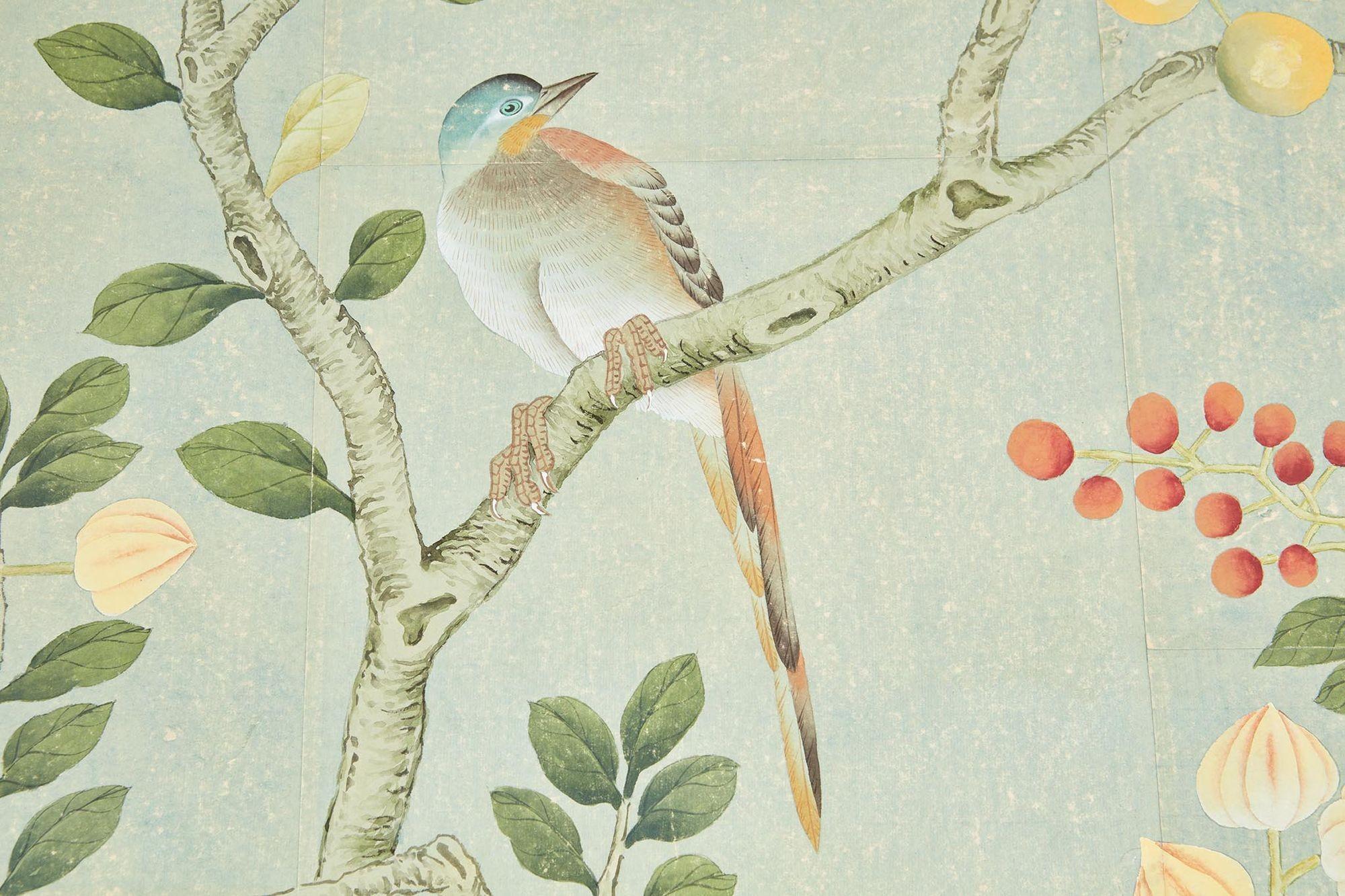 A Pair of Late 18th c. Chinoiserie Framed Wallpaper Panels For Sale 2