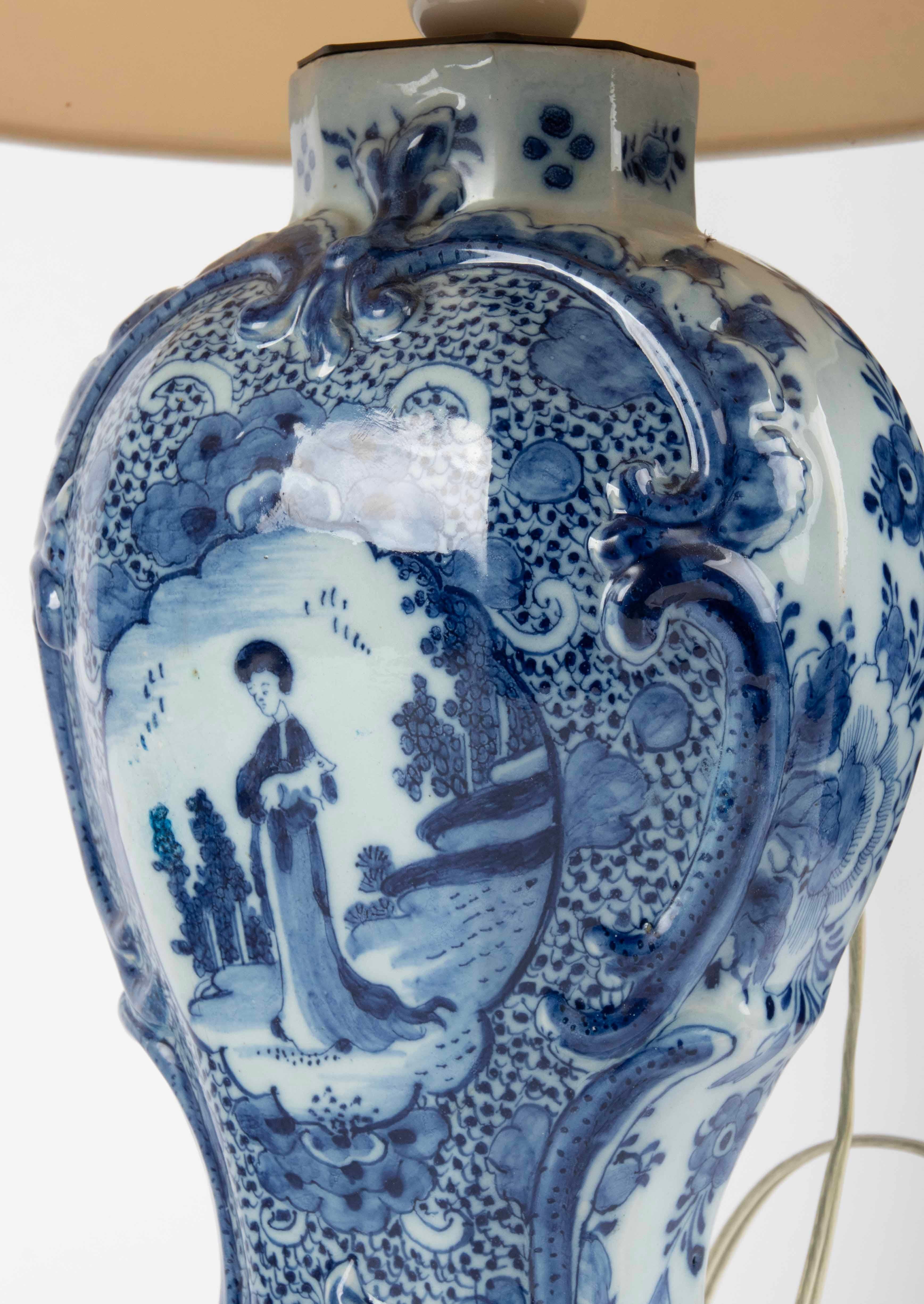 Ein Paar Delfter Keramik-Tischlampen aus dem späten 18. Jahrhundert - De Klaauw Pottery  im Angebot 5