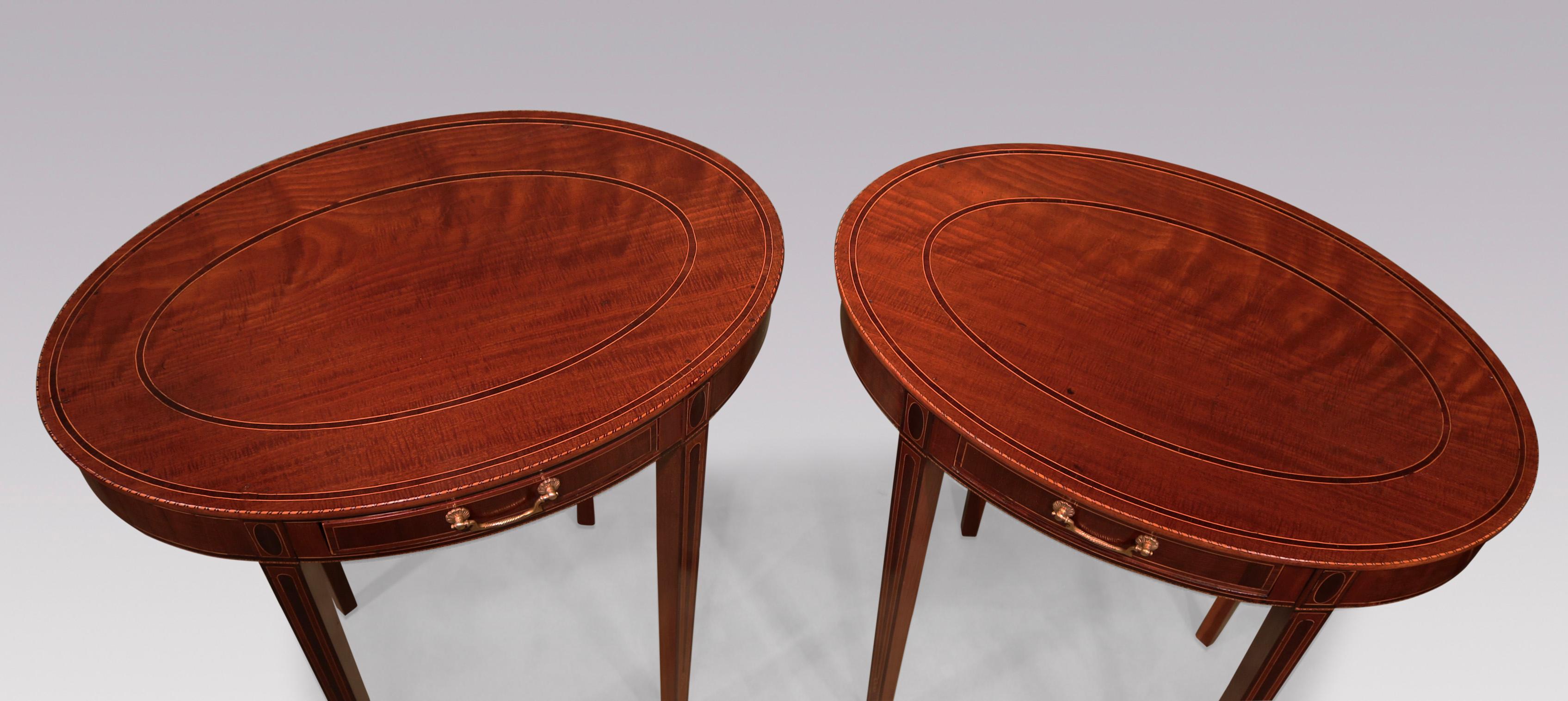 English A pair of late 18th century Sheraton period mahogany oval occasional tables For Sale