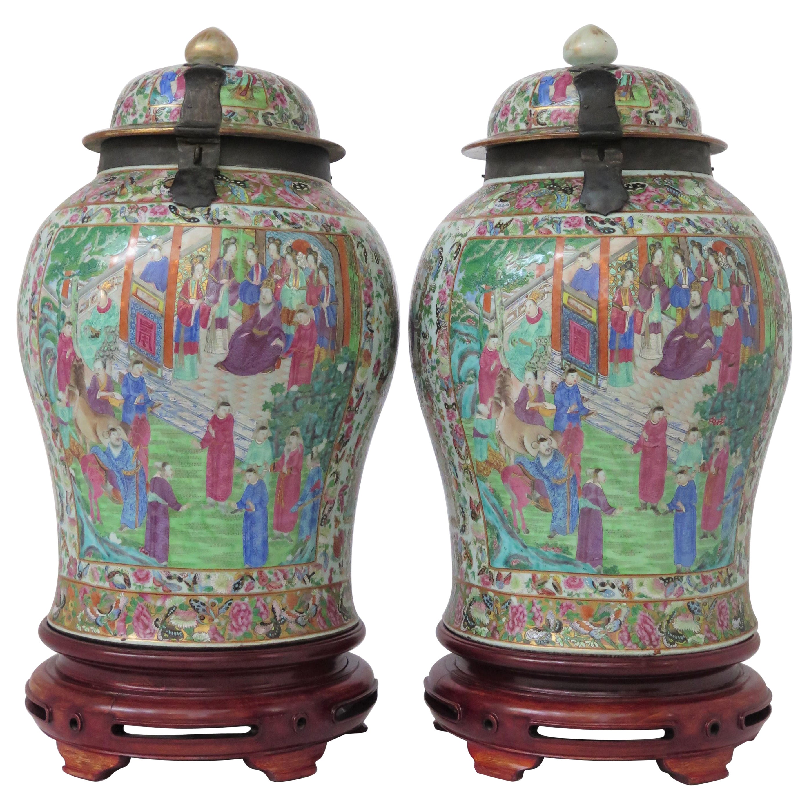 A Pair of Late 18th-Early 19th Century Chinese Lidded Jars