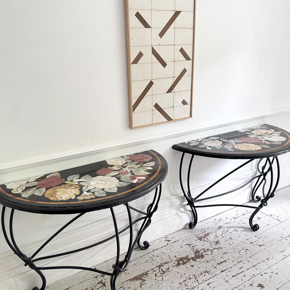A Pair of Late 19th Century Ashford Marble Pietra Dura Console Tables For Sale 11