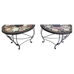 A Pair of Late 19th Century Ashford Marble Pietra Dura Console Tables