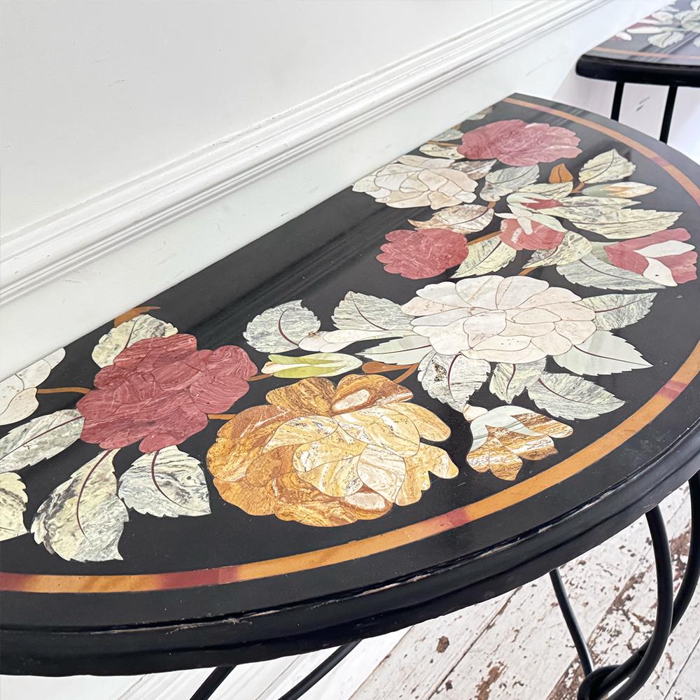 A Pair of Late 19th Century Ashford Marble Pietra Dura Console Tables For Sale 4