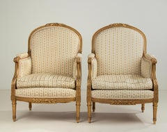 Pair of Late 19th Century Bergere Arm Chairs, Louis XVI Style