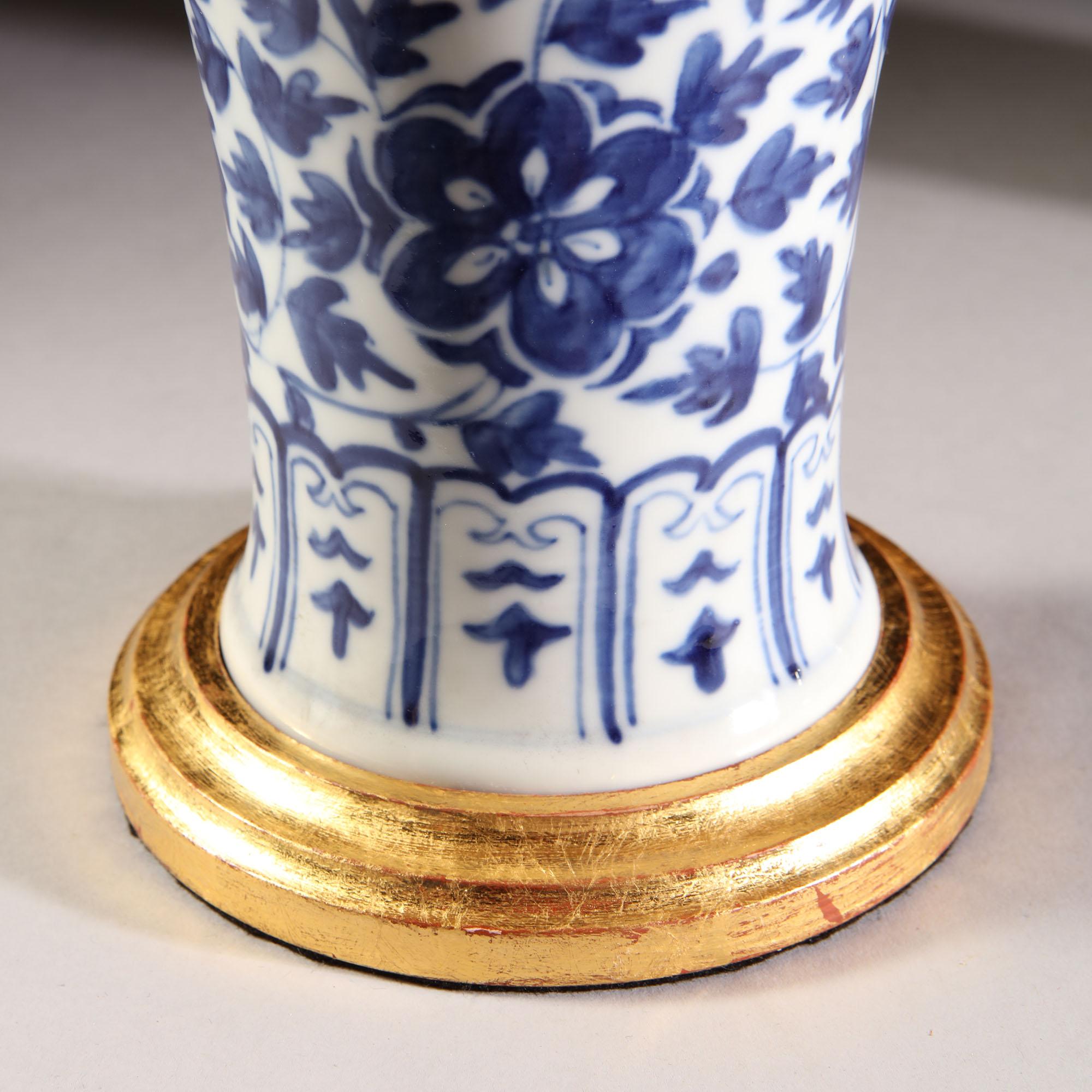 Glazed Pair of Late 19th Century Blue and White Chinese Vases as Table Lamps