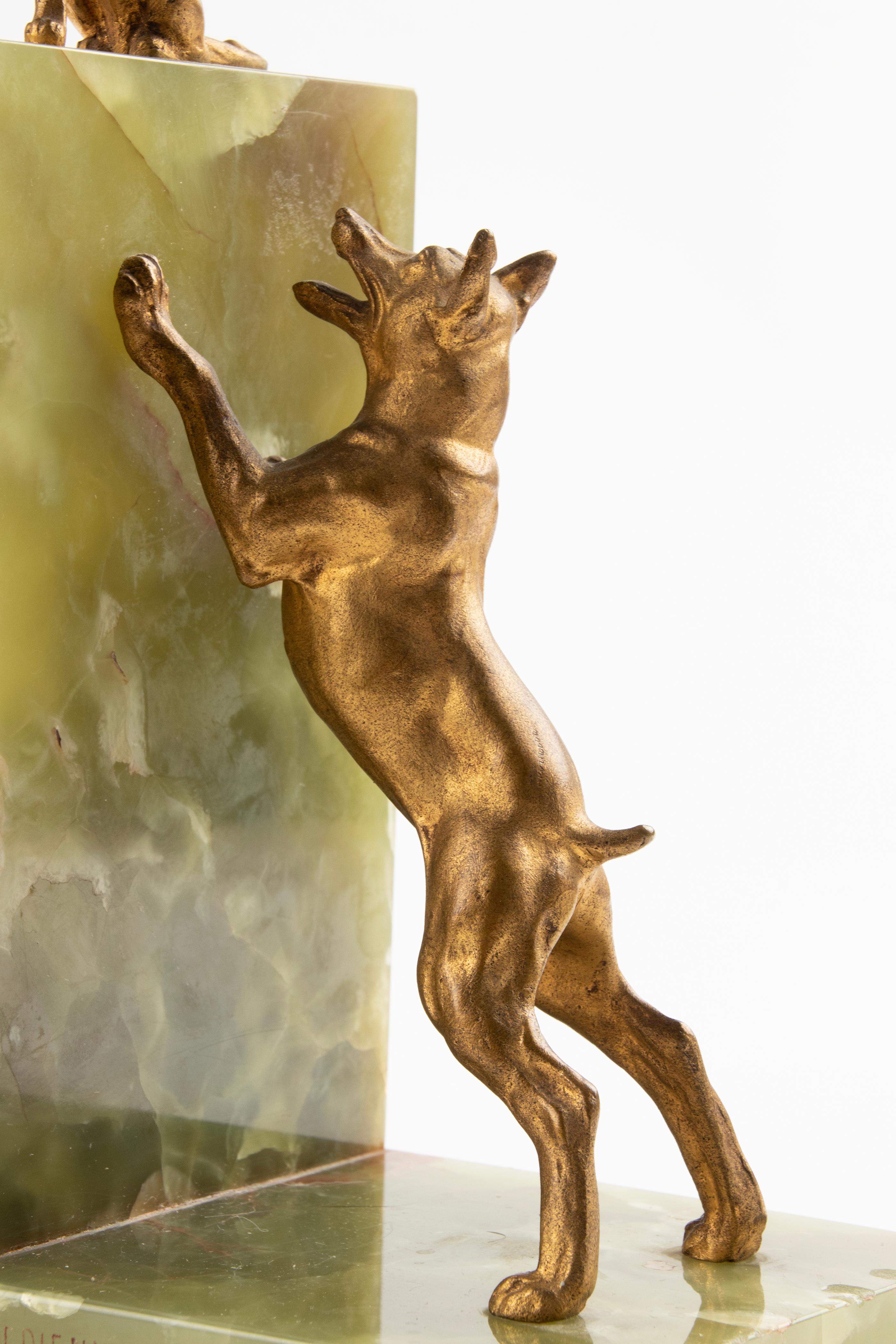 Pair of Late 19th Century Bookends with Bronze Dog and Cat by F. Barbedienne For Sale 14