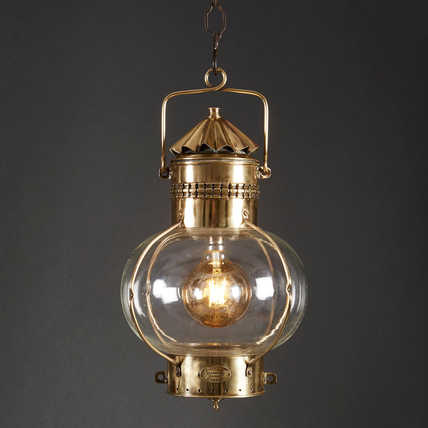 Pair of Late 19th Century Campaign Brass Hanging Lanterns 1
