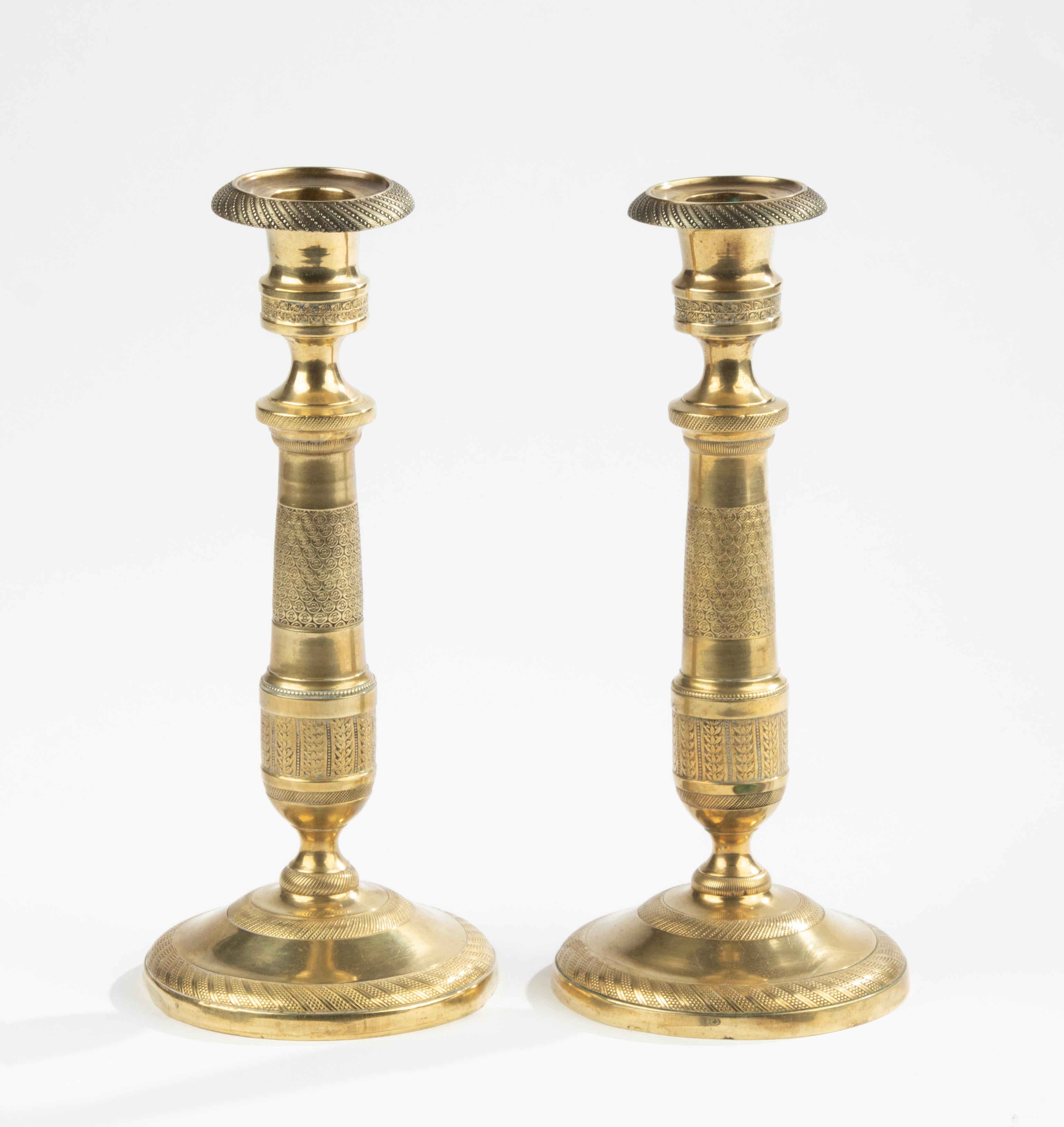 A Pair of Late 19th Century Brass Louis XVI Style Candlesticks For Sale 4