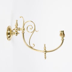 Pair of Late 19th Century Brass Scroll Arm Wall Lights