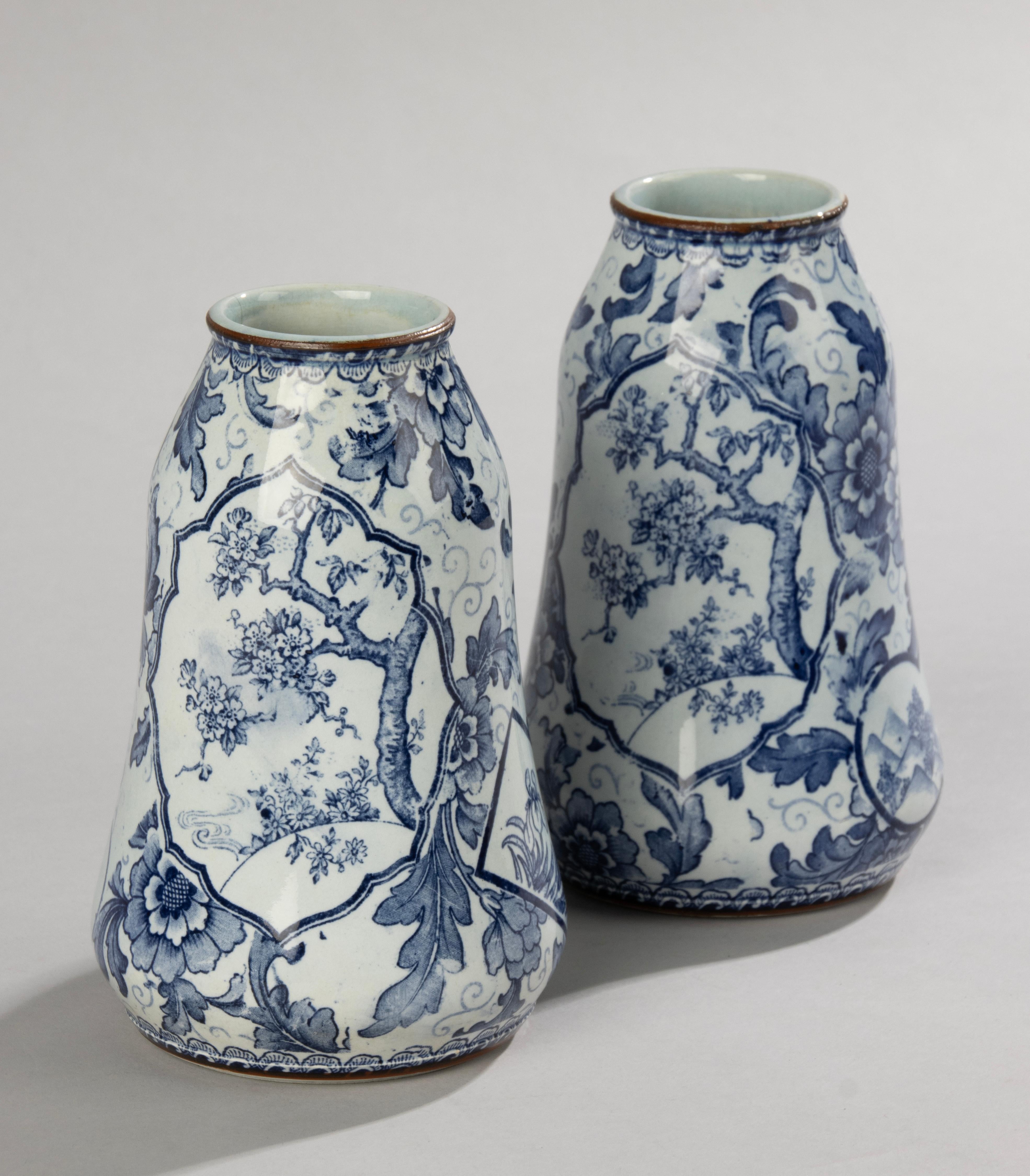 Pareja de jarrones de cerámica de finales del siglo XIX - Royal Bonn - Tokio  en venta 7