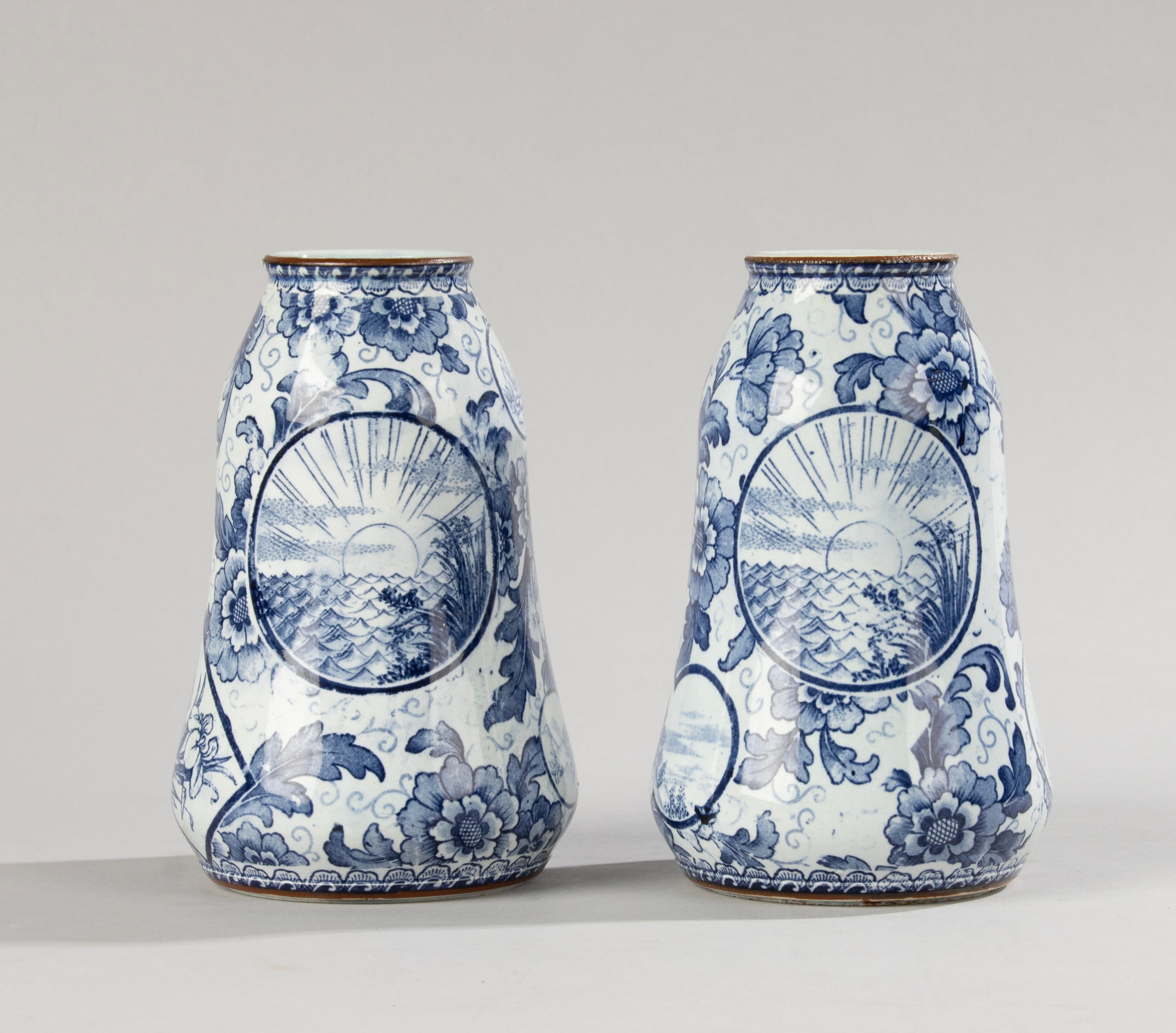 Belle Époque A Pair of late 19th Century Ceramic Vases - Royal Bonn - Tokio  For Sale