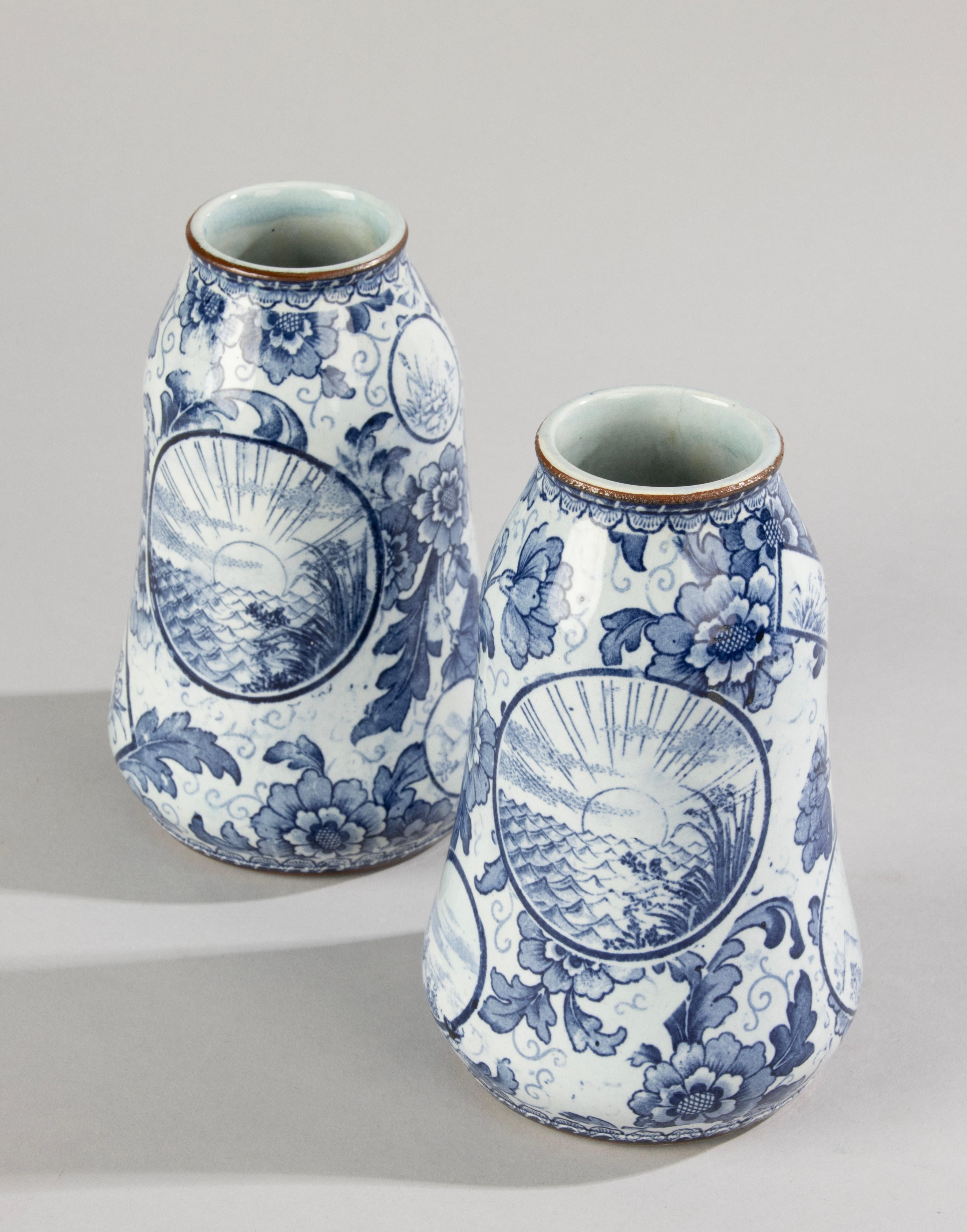 Hand-Crafted A Pair of late 19th Century Ceramic Vases - Royal Bonn - Tokio  For Sale