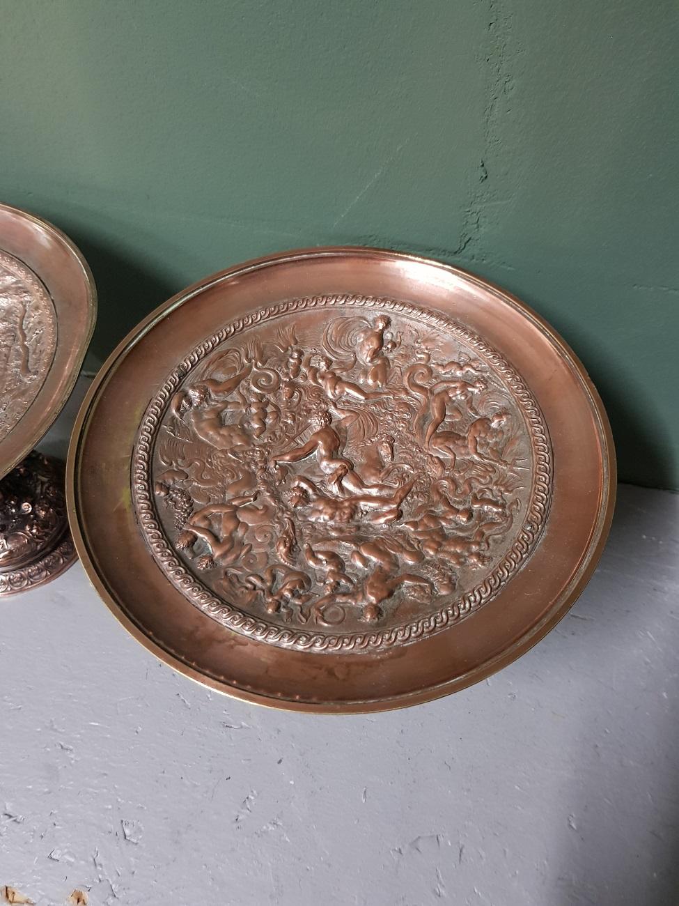 Pair of Late 19th Century Copper-Plated Pewter Tazzas In Good Condition In Raalte, NL