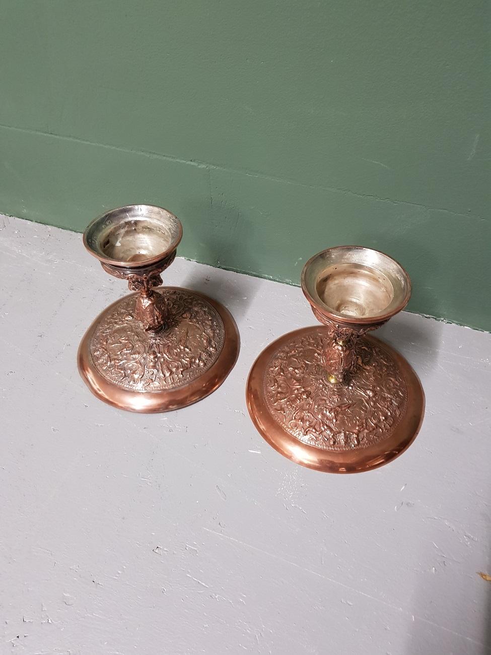 Pair of Late 19th Century Copper-Plated Pewter Tazzas 4