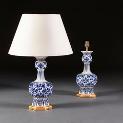 Paar Delfter Lampen aus dem späten 19. Jahrhundert