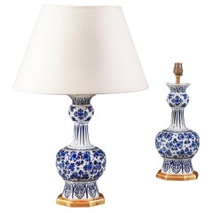 Antique Pair of Late 19th Century Delft Lamps