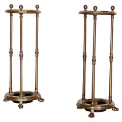 Pair of Late 19th Century English Brass Stick Stands, Stamped
