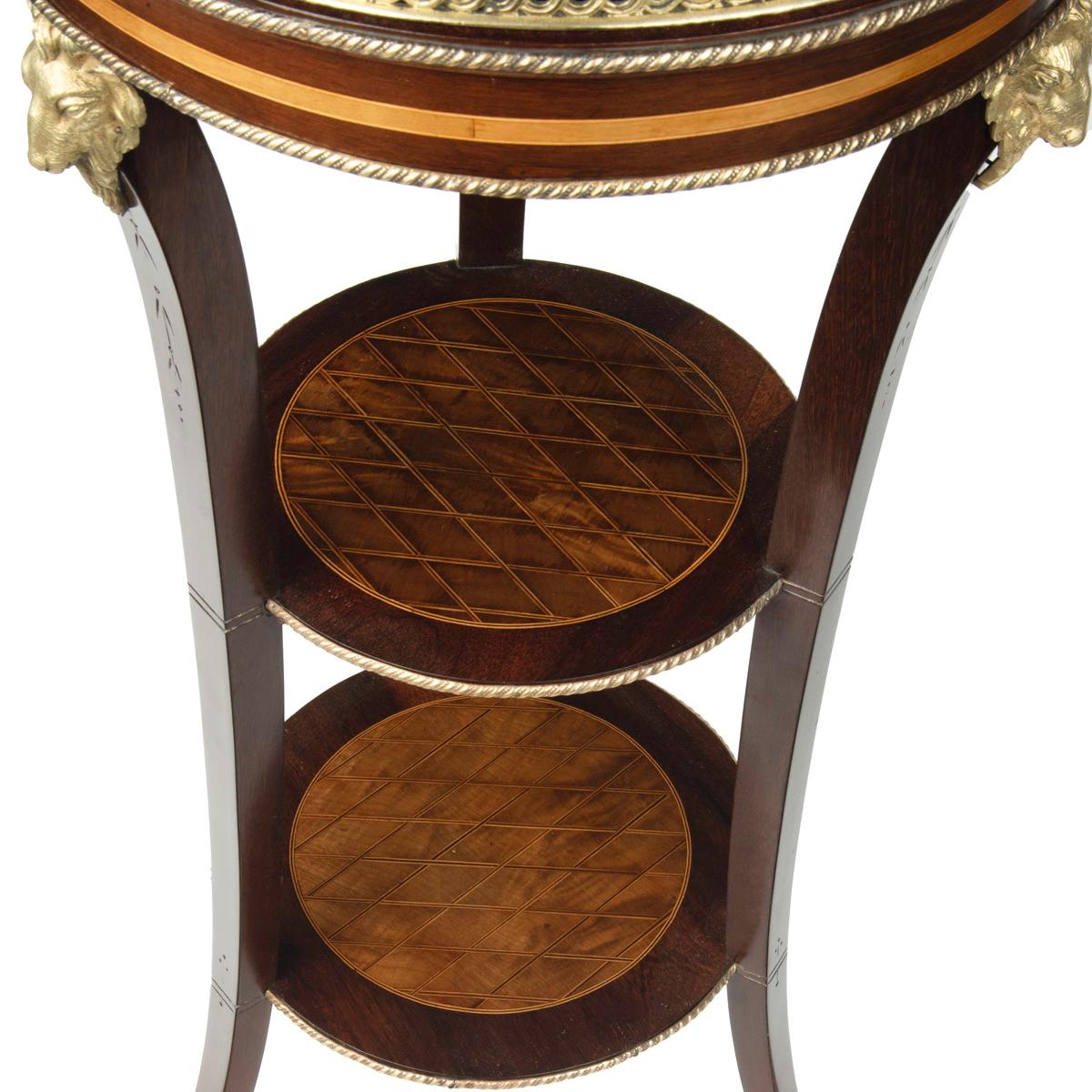 A pair of late 19th century French 3 tier satinwood side tables For Sale 3