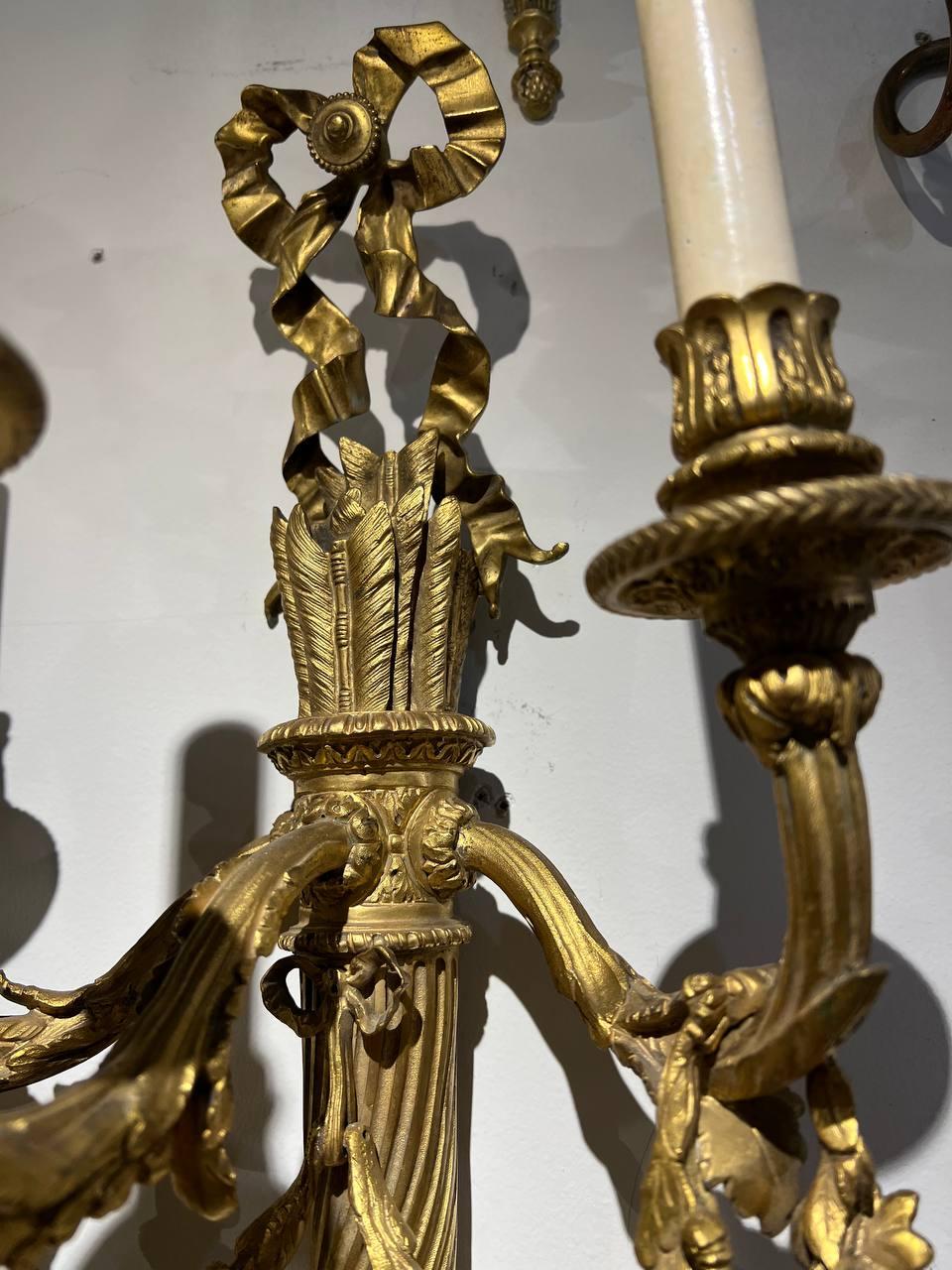 Late 19th Century French Gilt Bronze Sconces For Sale 1