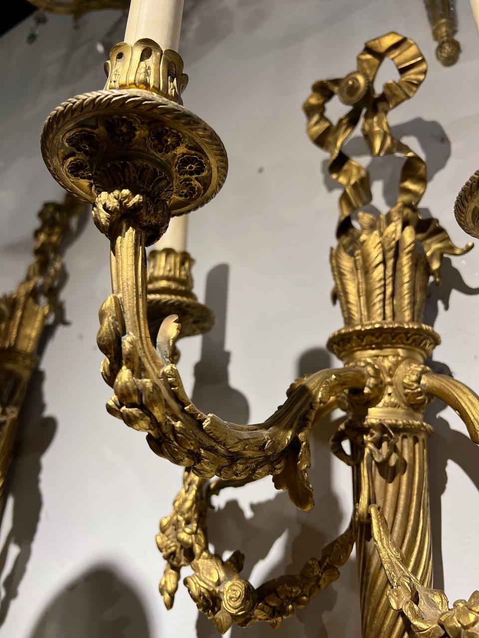 Late 19th Century French Gilt Bronze Sconces For Sale 3