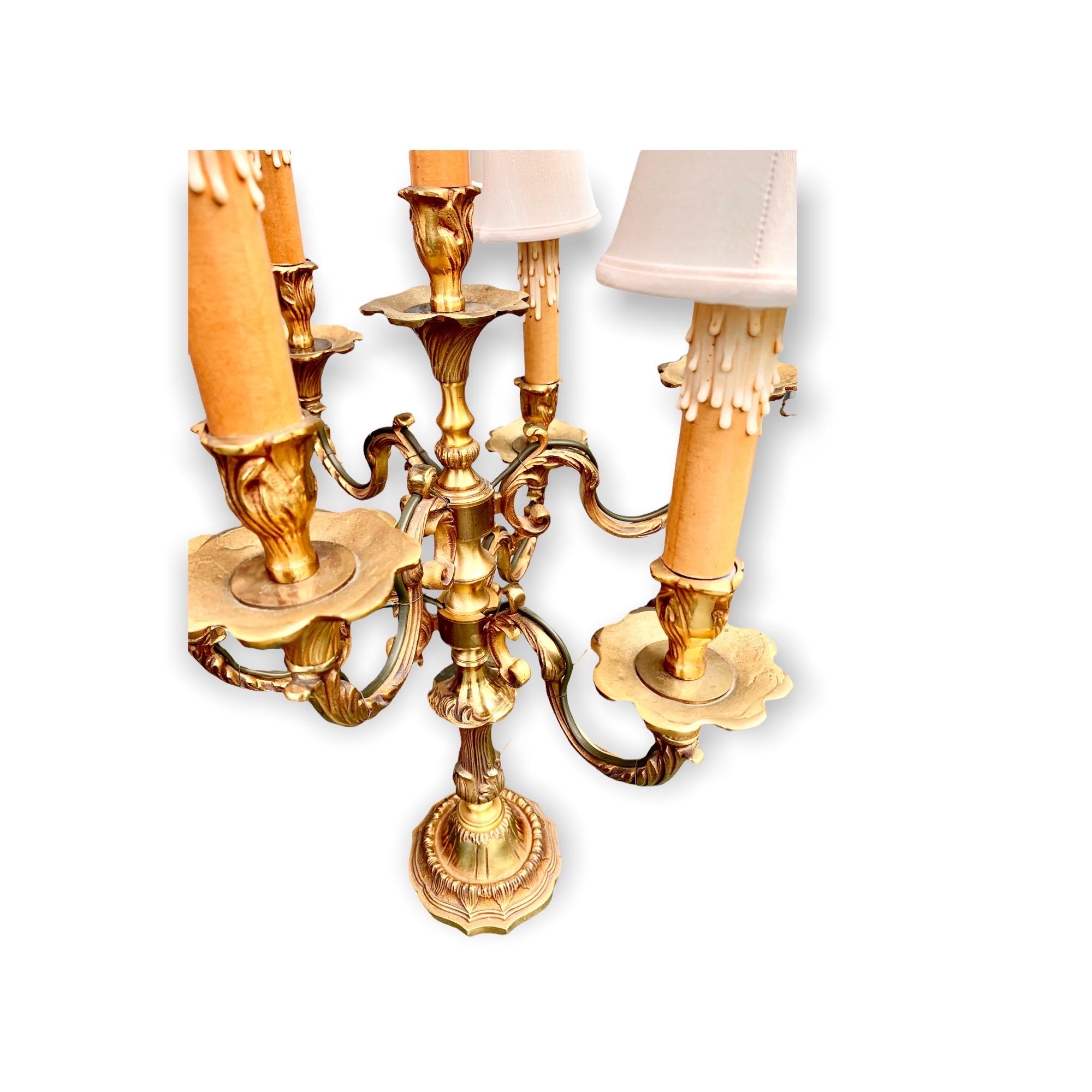 Pair of Late 19th Century French Gilt Bronze Seven Light Candelabra For Sale 6