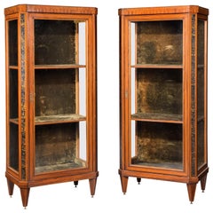 Pair of Late 19th Century French Satinwood Display Cabinets