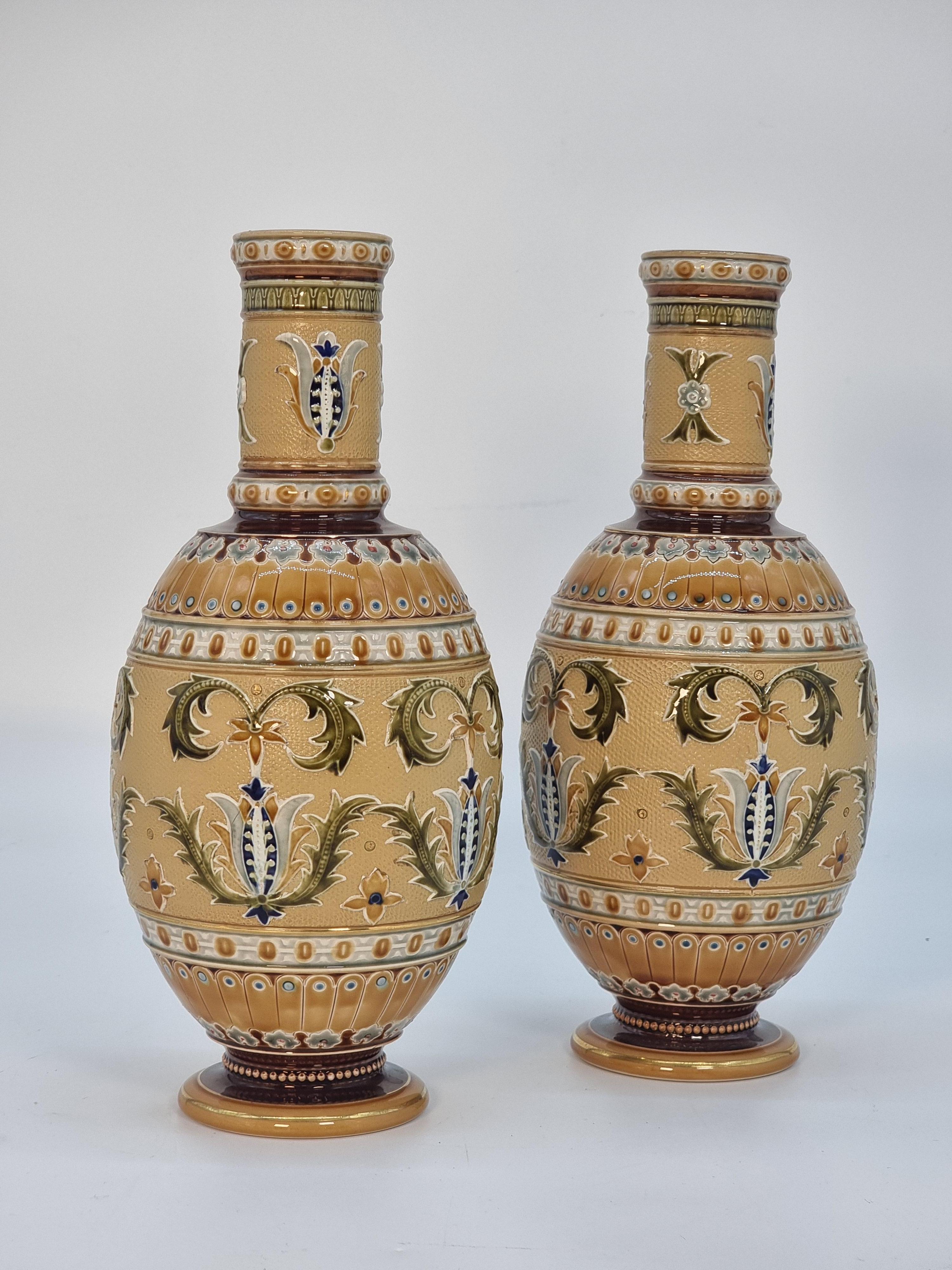 Other A pair of late 19th century German Pottery vases made by Mettlach circa 1890 For Sale