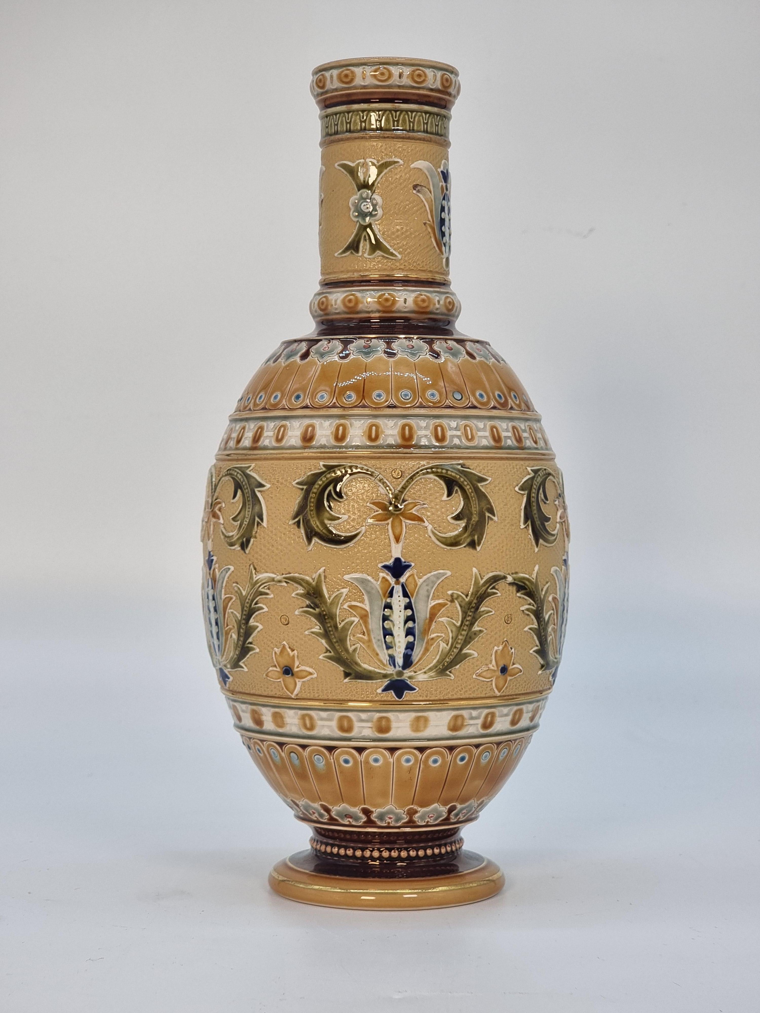 Hand-Crafted A pair of late 19th century German Pottery vases made by Mettlach circa 1890 For Sale