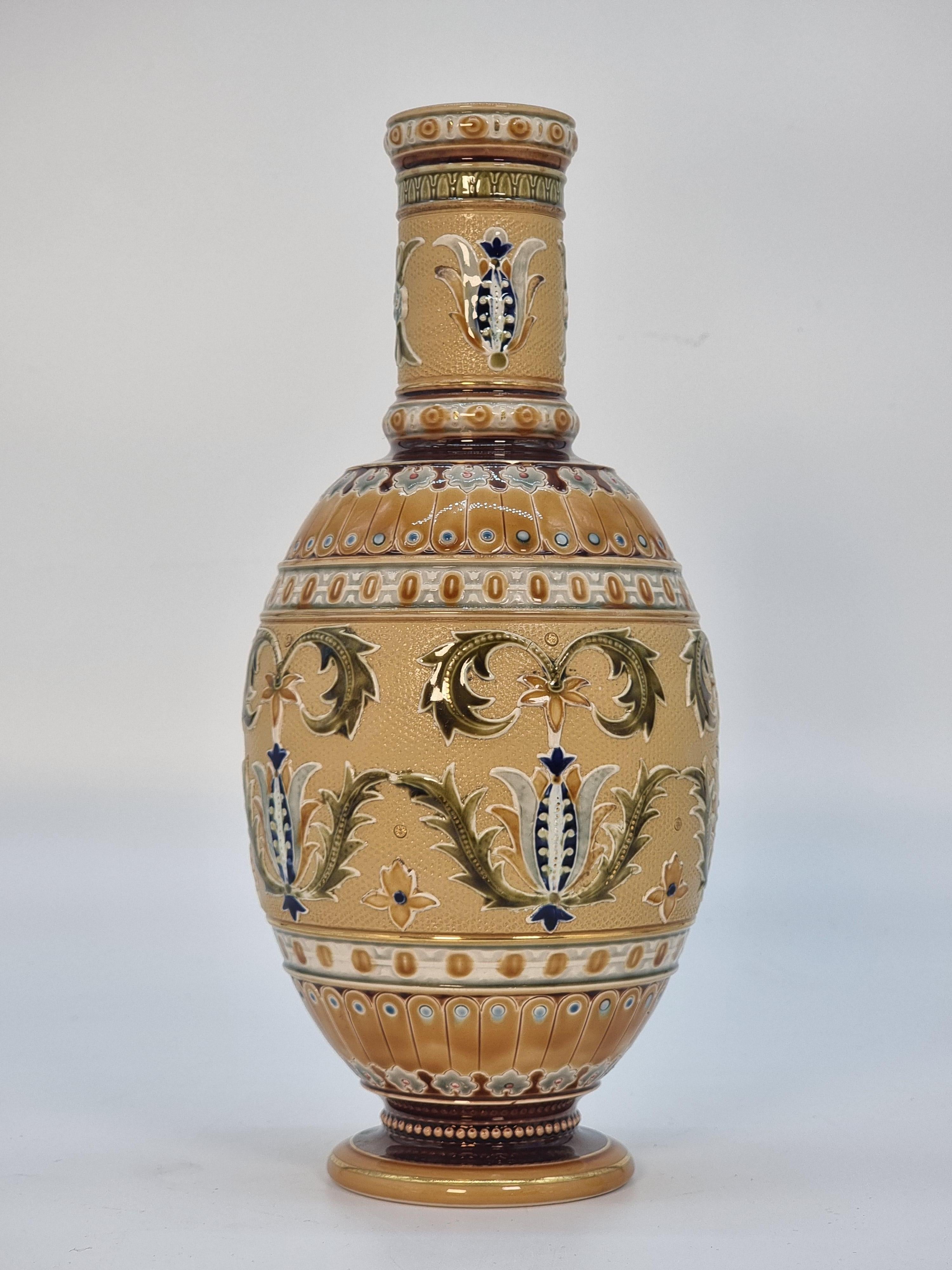 A pair of late 19th century German Pottery vases made by Mettlach circa 1890 In Good Condition For Sale In Central England, GB