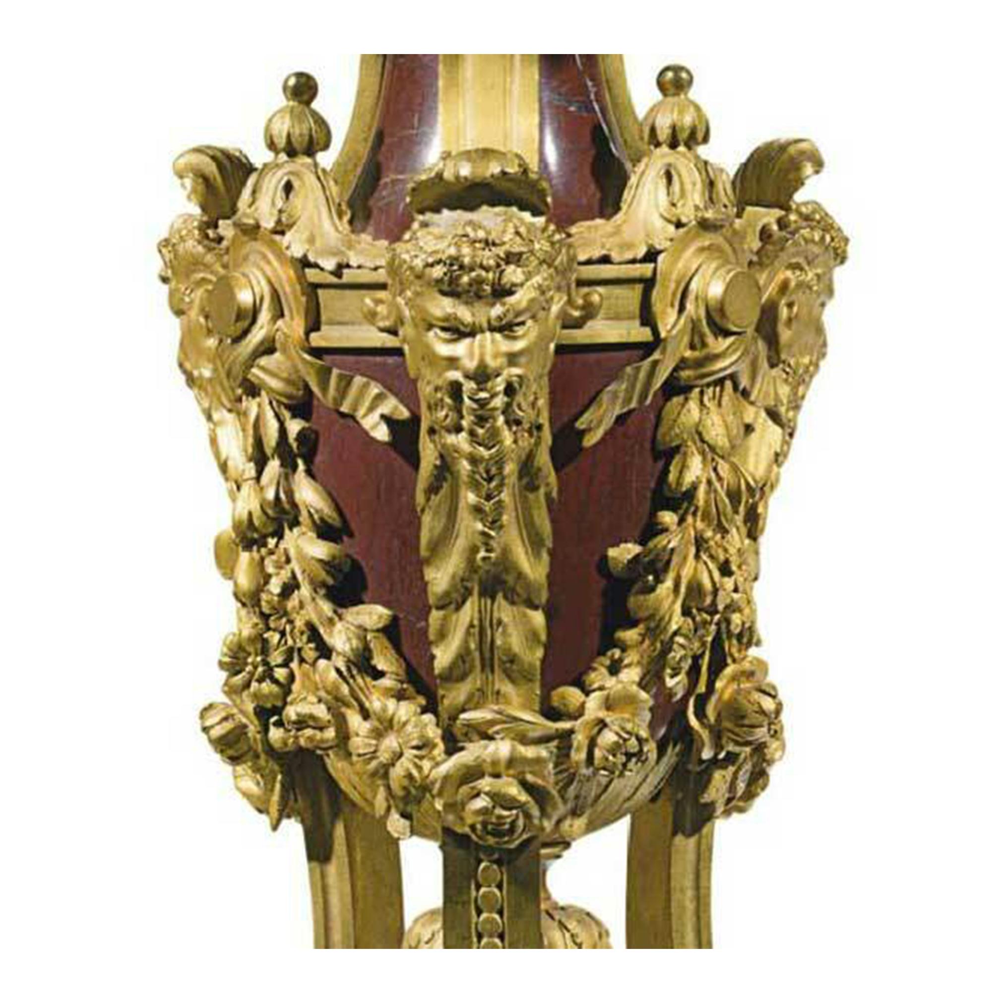 Napoleon III A Pair of Late 19th Century Ormolu and Rouge Marble Ten-Light Candelabras For Sale