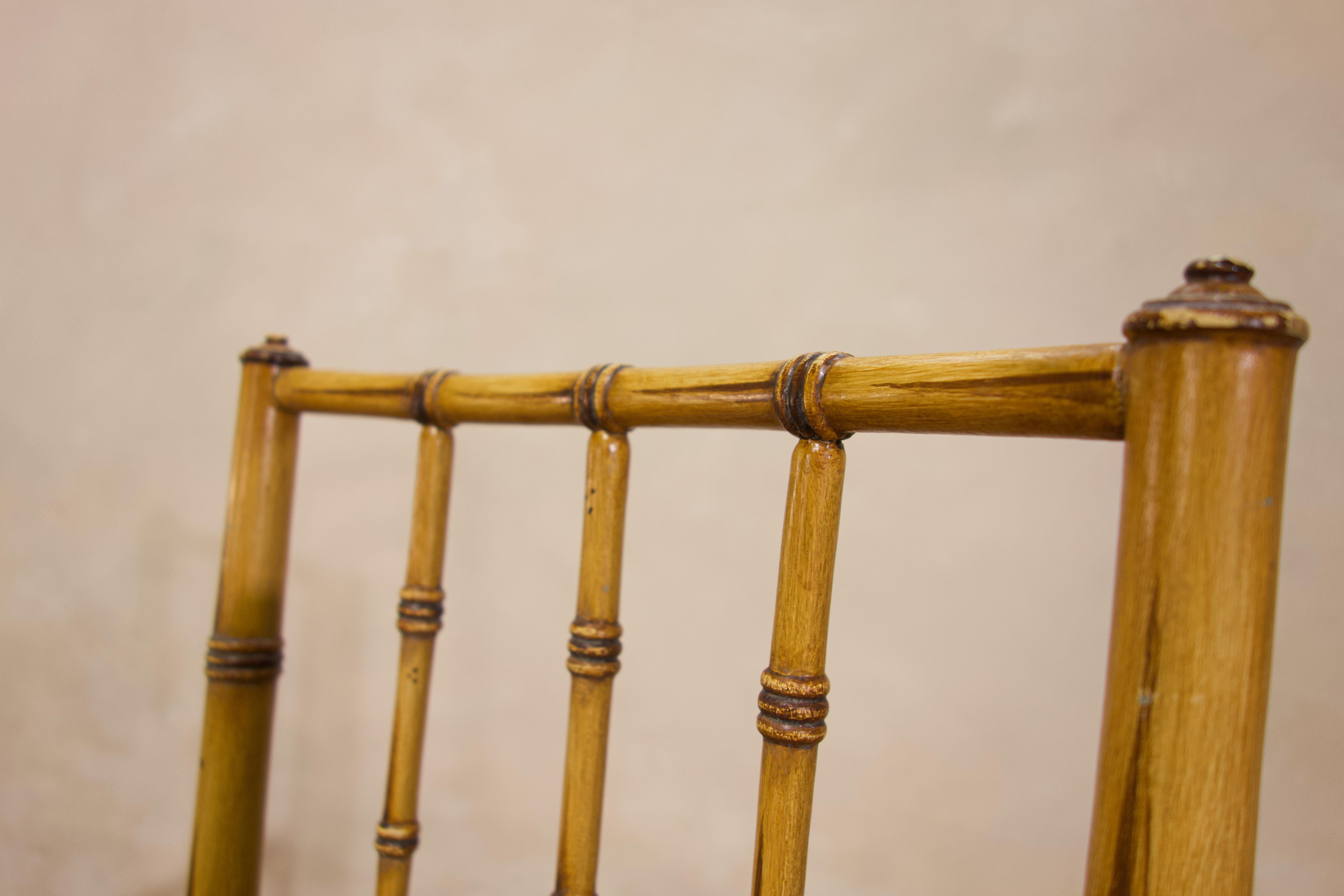 Pair of Late 19th Century Painted Faux Bamboo Side Chairs 4