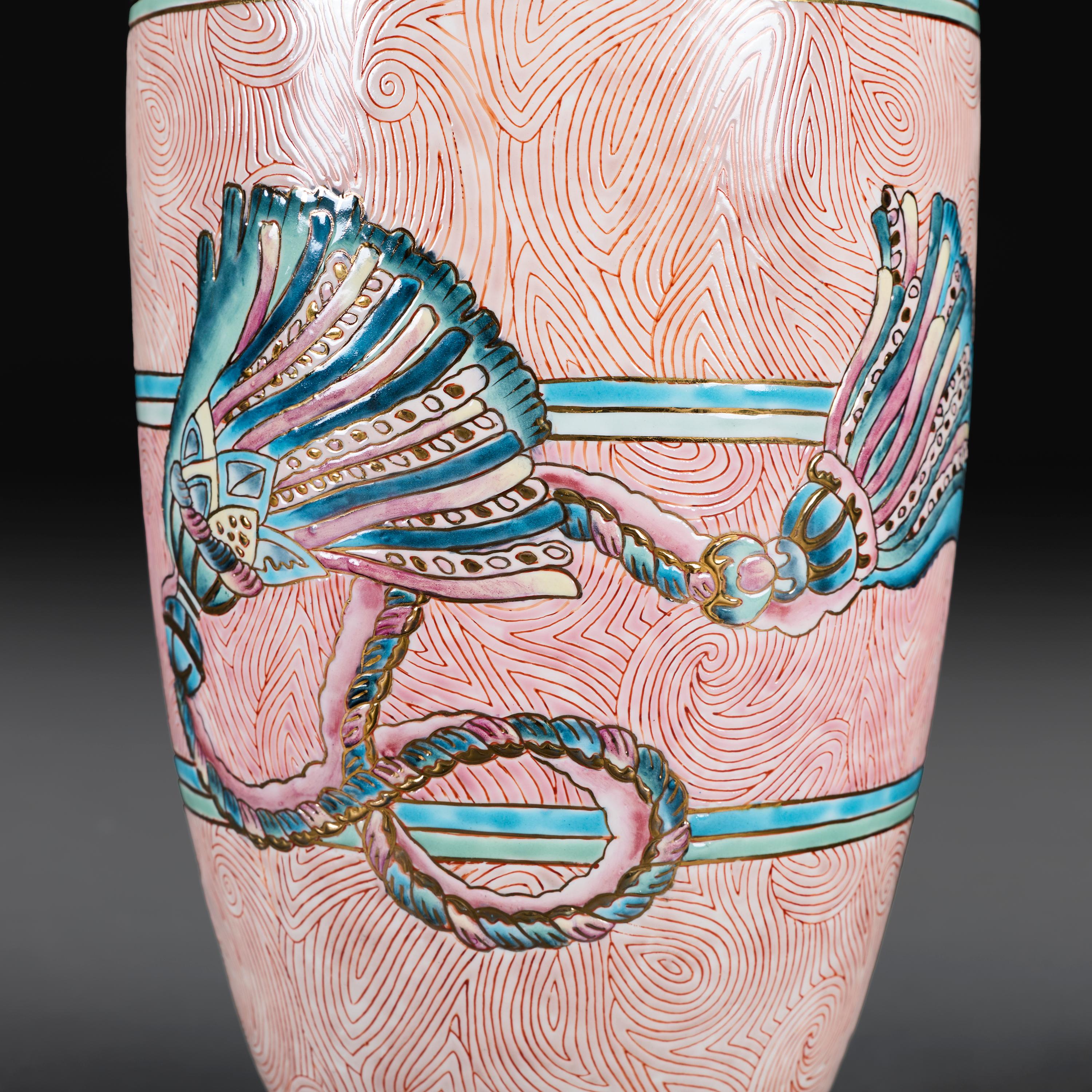 Ceramica Coppia di vasi a balaustro cinesi rosa della fine del XIX secolo in vendita