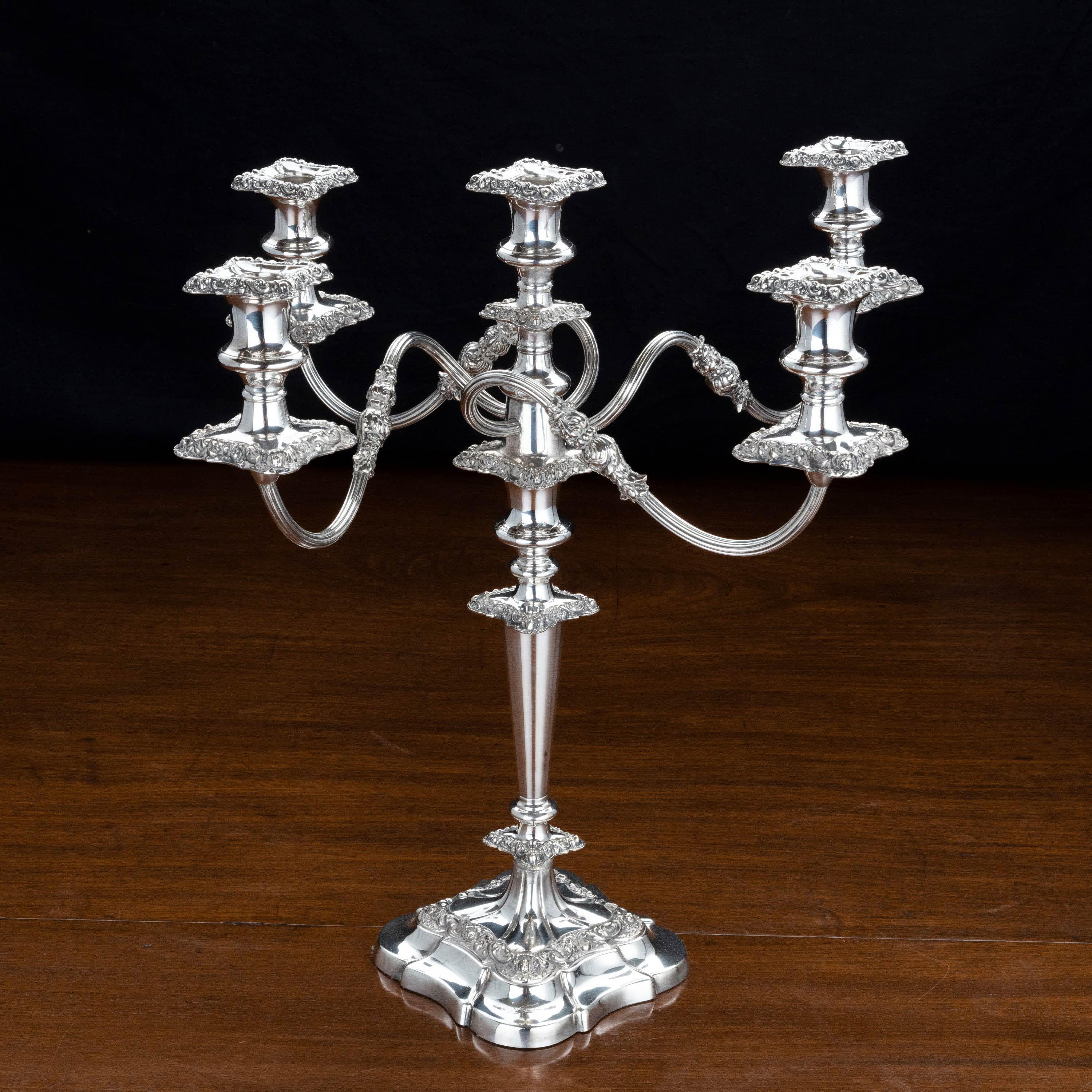 Pair of Late 19th Century Sheffield Plated Candelabras In Good Condition In Peterborough, Northamptonshire