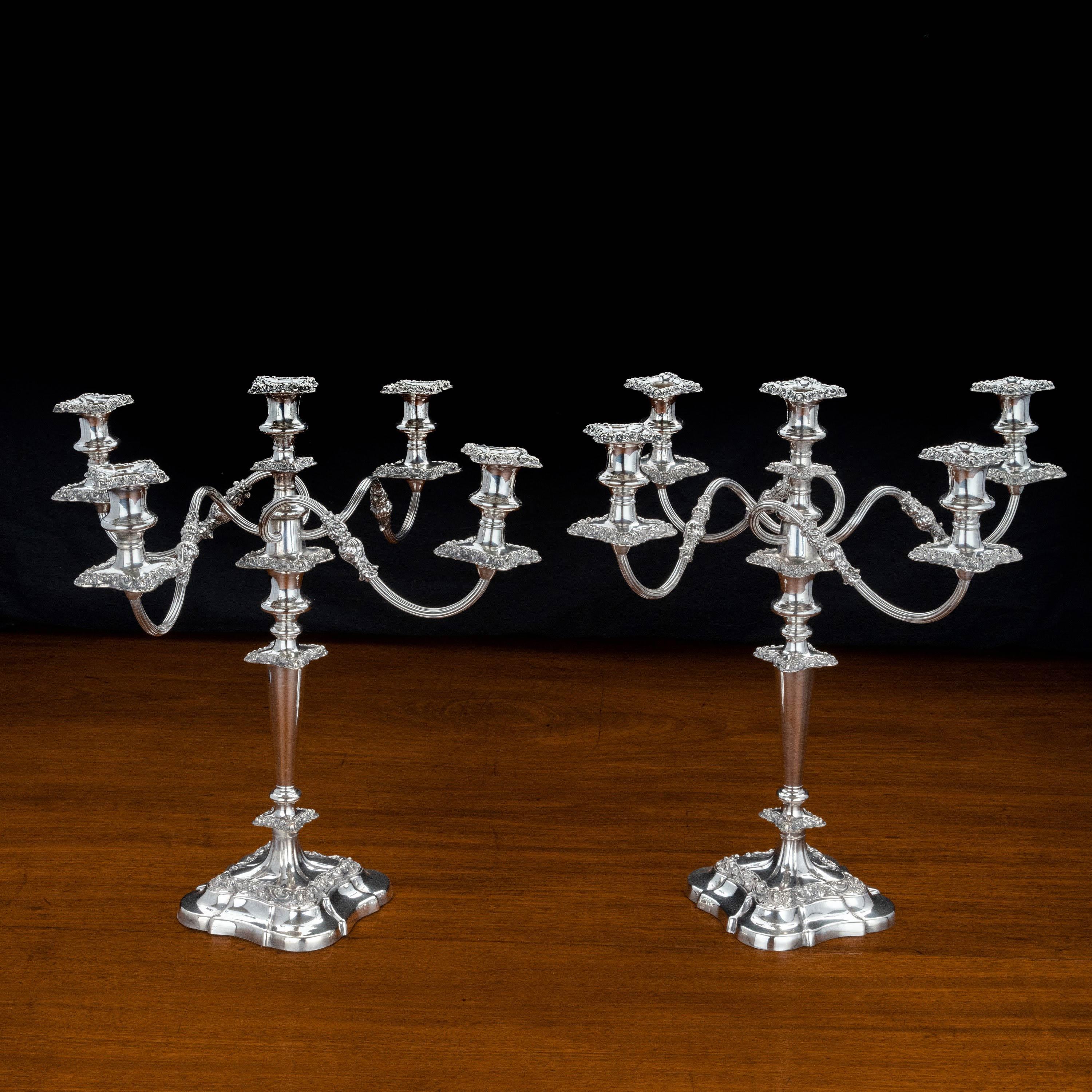 Pair of Late 19th Century Sheffield Plated Candelabras 1
