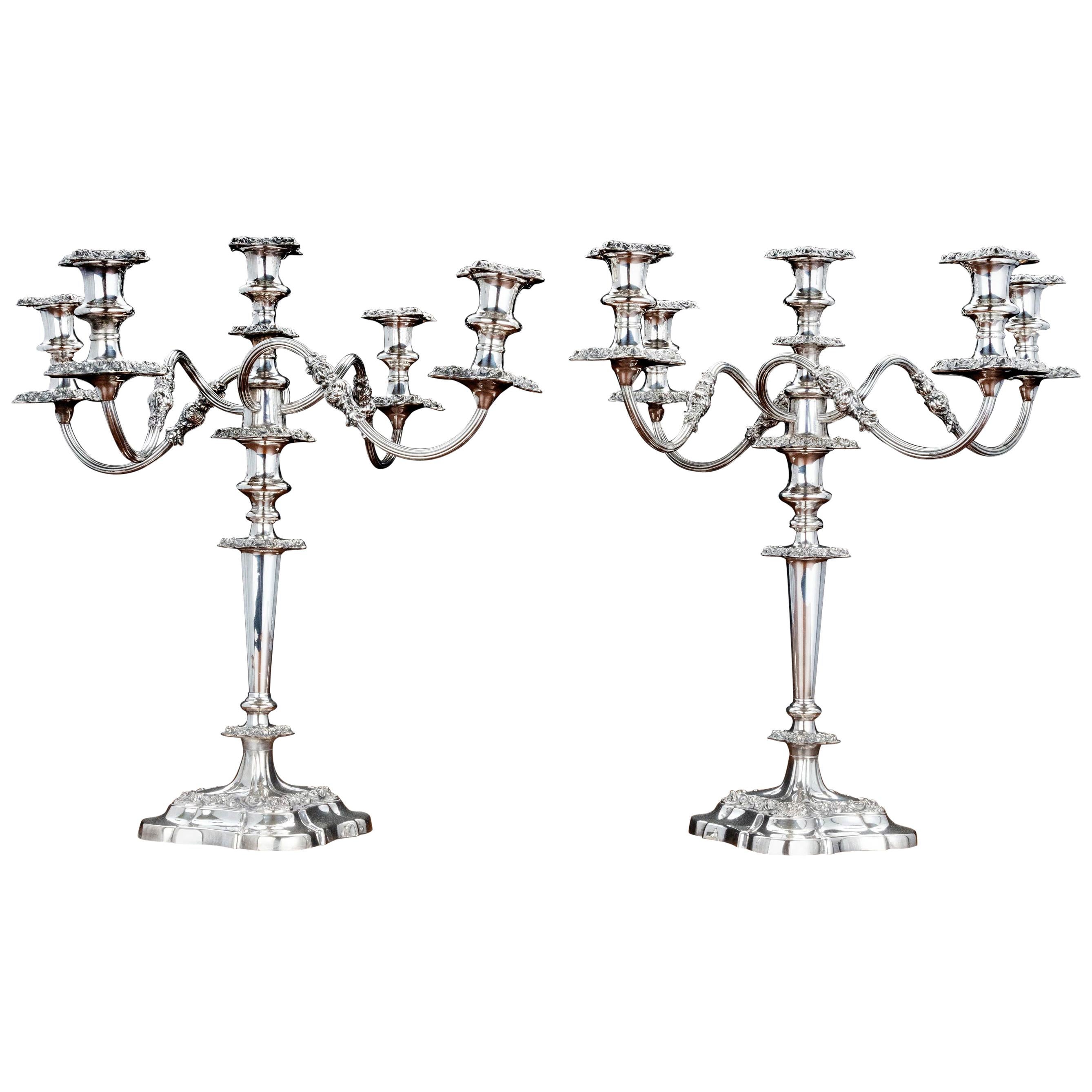 Pair of Late 19th Century Sheffield Plated Candelabras