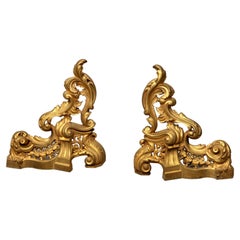 Pair of Late 19th / Early 20th Century Bronze Chenets
