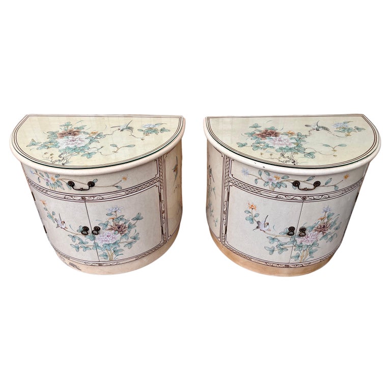 Pair of Late 20th Century Chinoiserie Lacquer Nightstands For Sale
